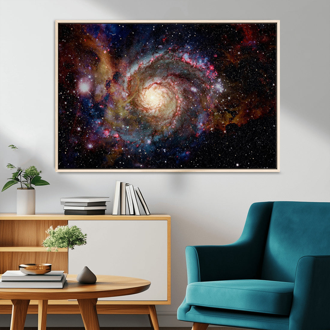 Nebula and Galaxies in Space Wall Art Canvas Print, Spiral Galaxy Wall Art