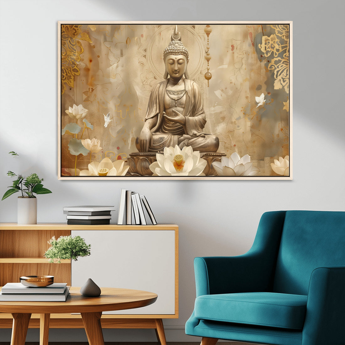 Buddha Wall Art Canvas Print, Meditation and Yoga Room Decor | Extra Large 3 Piece Canvas Wall Art
