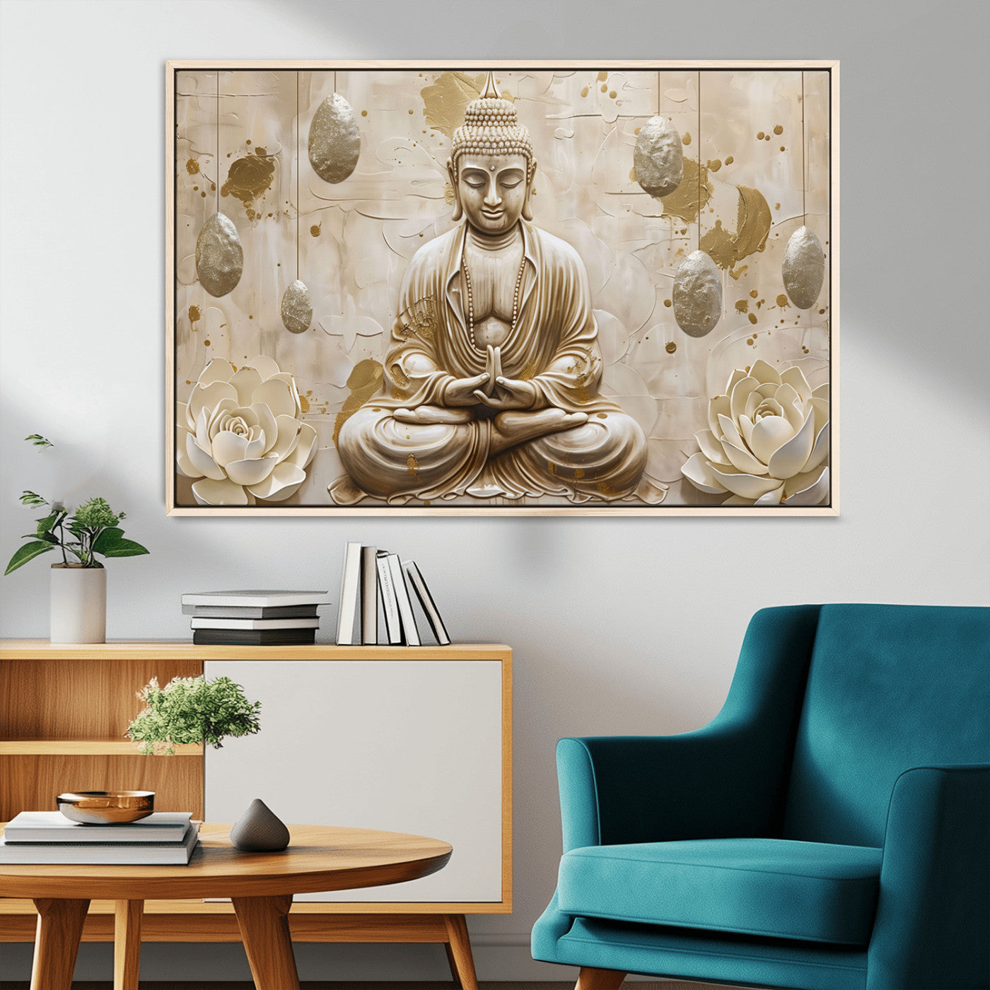 MGV-FC-36X24 - Serene Buddha Wall Art | Yoga Room Decor and Meditation Wall Art Print | Framed and Ready to Hang
