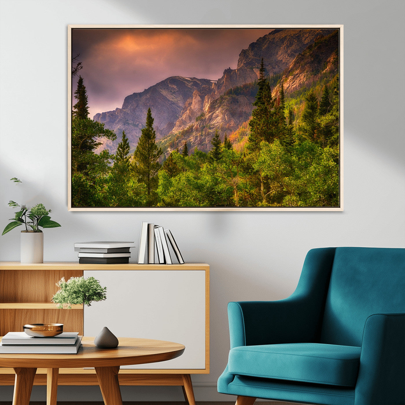 MGV-FC-36X24 - Colorado Rockies Mountains Wall Art Canvas Print | Ready to Hang  Framed Mountain Landscape