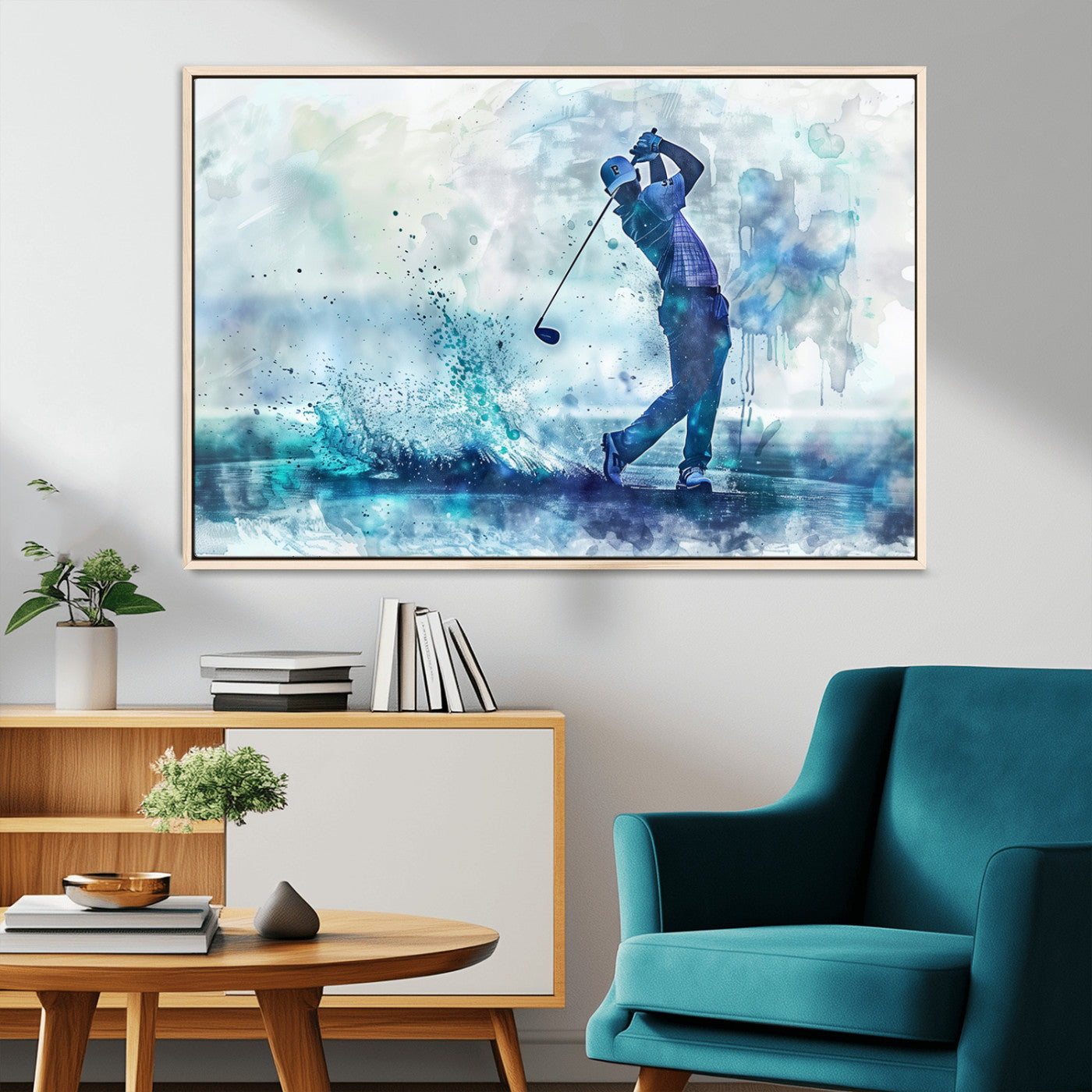 MGV-FC-36X24 - Golf Swing Wall Art Canvas Print - Sports-Inspired Watercolor Decor - Ready to Hang