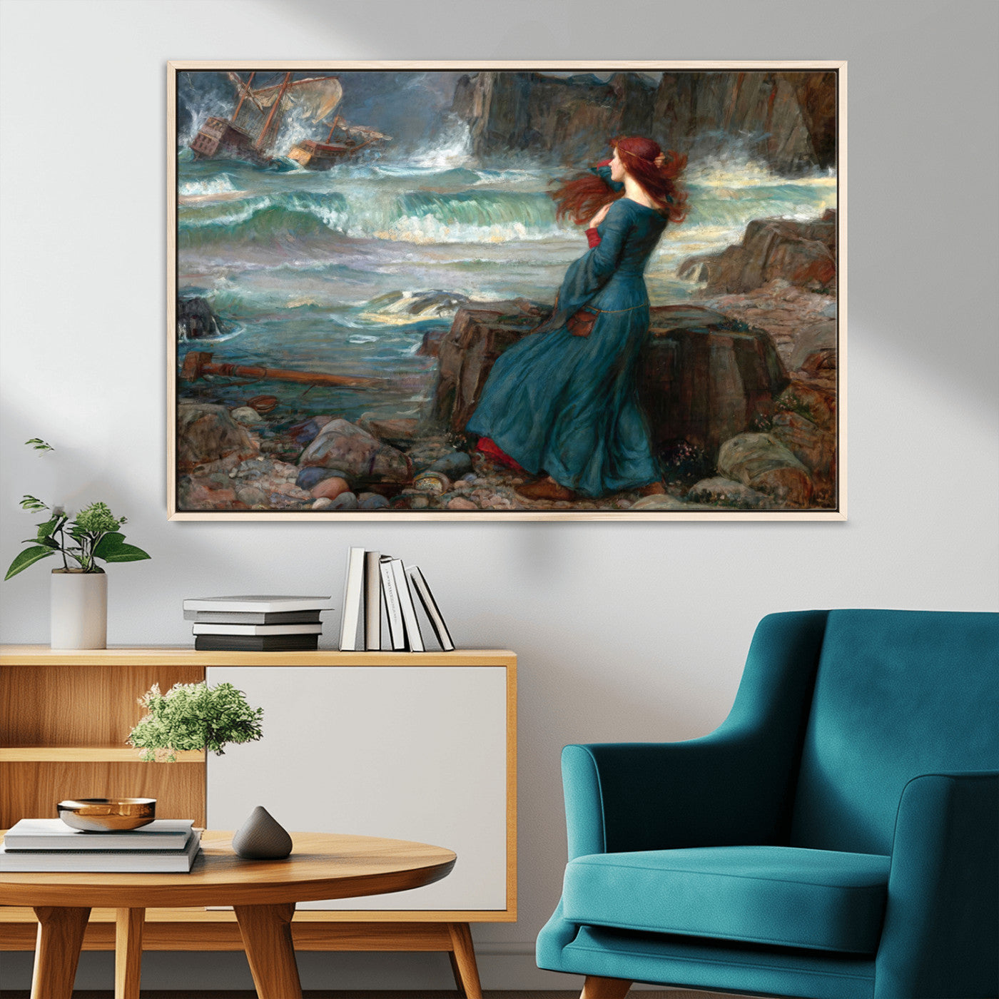 -Miranda by the Shore Wall Art Canvas Print – Tempest Scene Ocean Storm – Ready to Hang