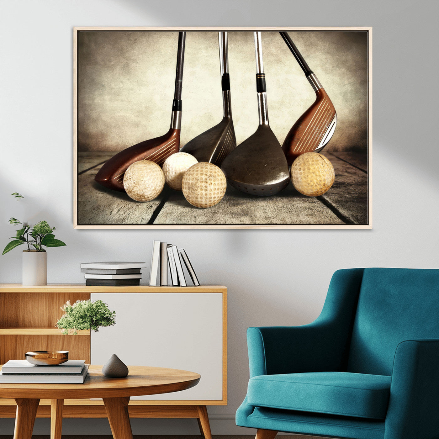 MGV-FC-36X24 - Vintage Golf Ball Art | Golf Decor for Man Cave or Office | Ready to Hang and Framed