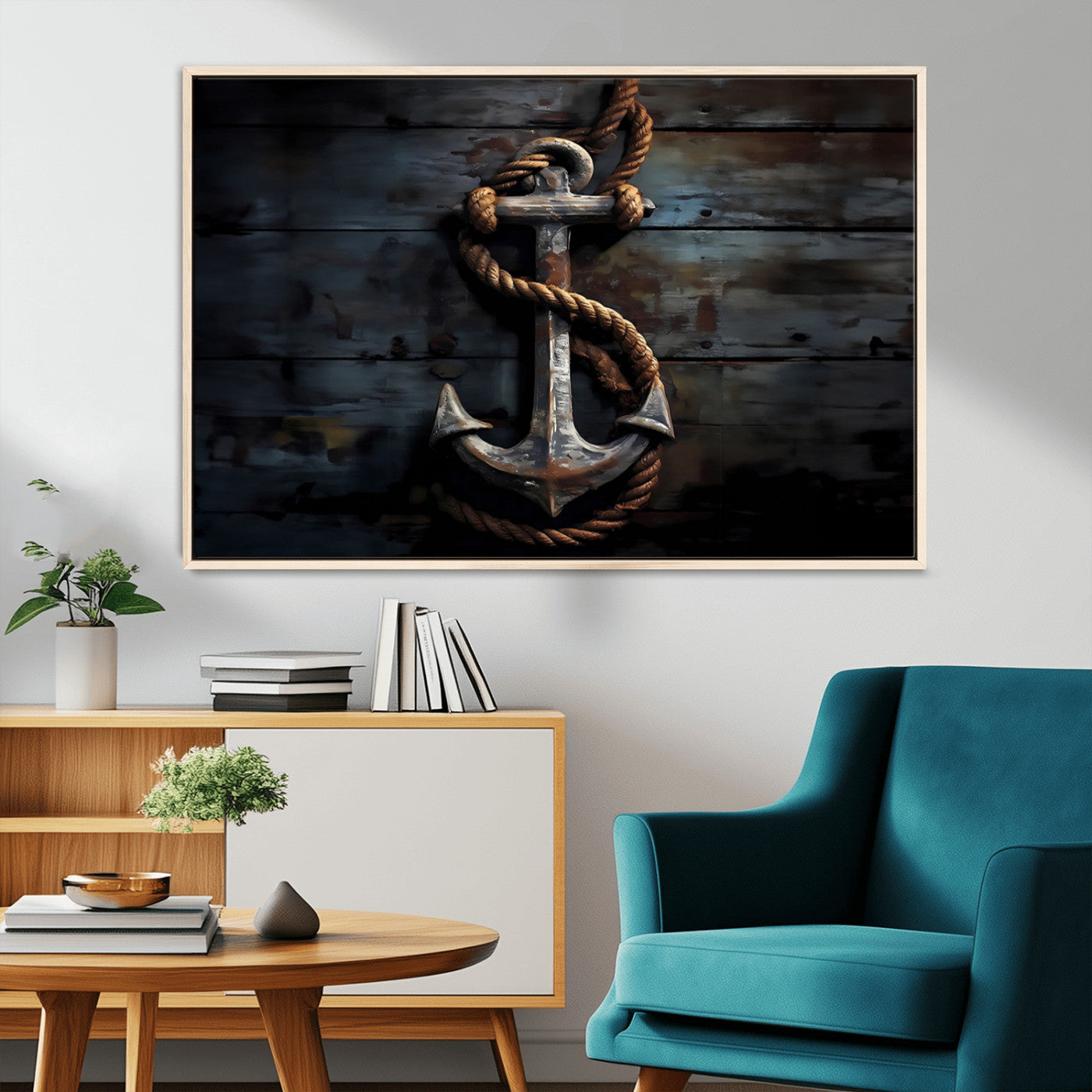 MGV-FC-36X24 - 3 Panel Grunge Abstract Anchor Wall Art Canvas Print Set