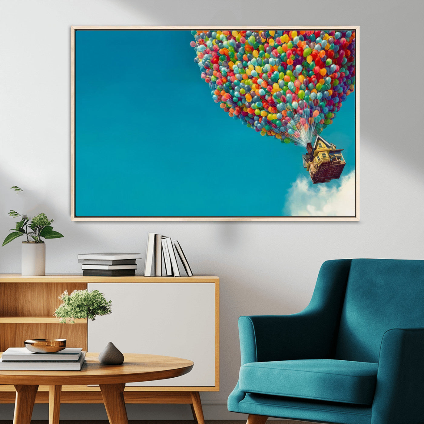 MGV-FC-36X24 - Carl Fredricksen, Up Movie Wall Art, Colorful Balloon House Art | Whimsical Wall Decor for Living