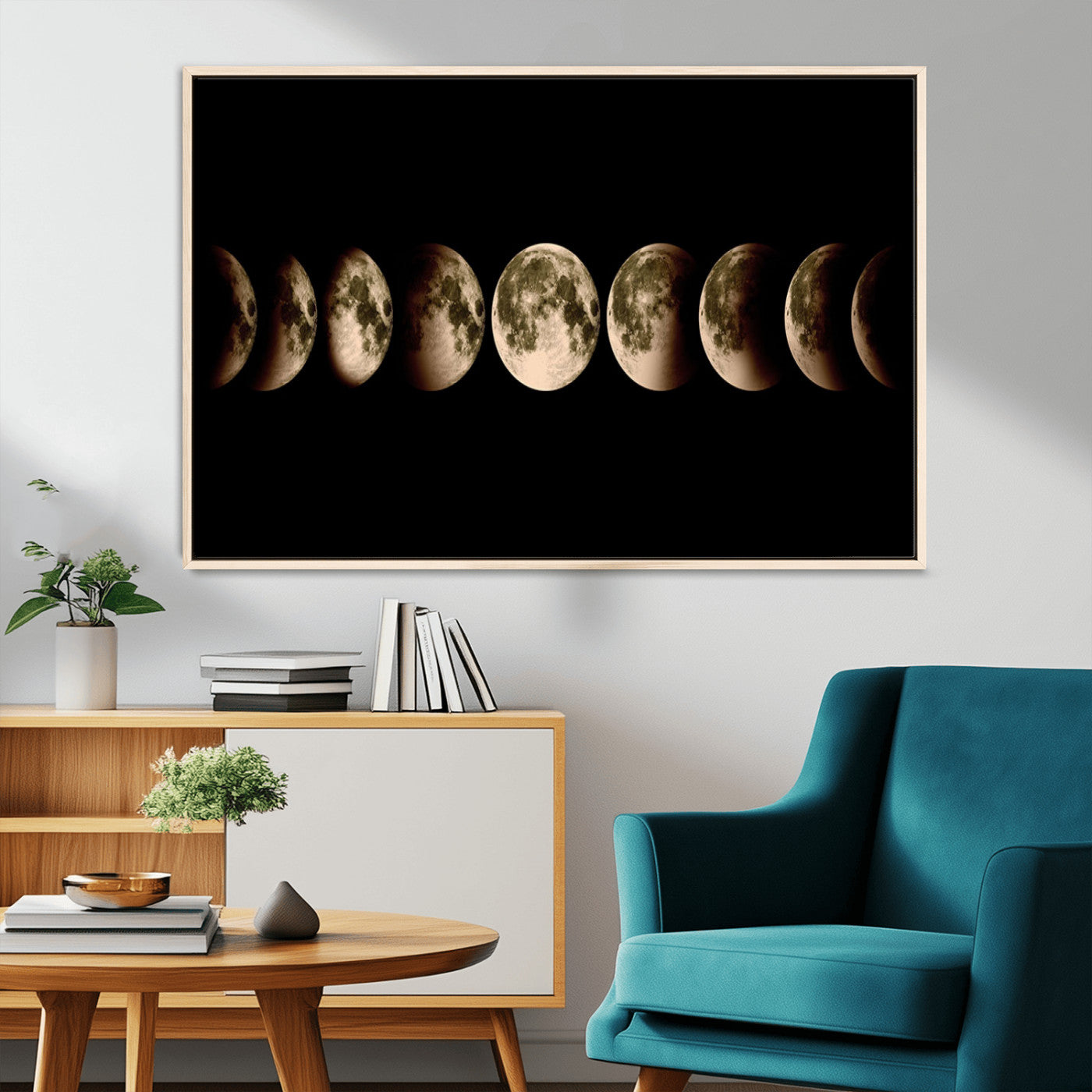 MGV-FC-36X24 - Phases of the Moon Wall Art | Canvas Print for Modern Wall Decor | Ready to Hang and Framed