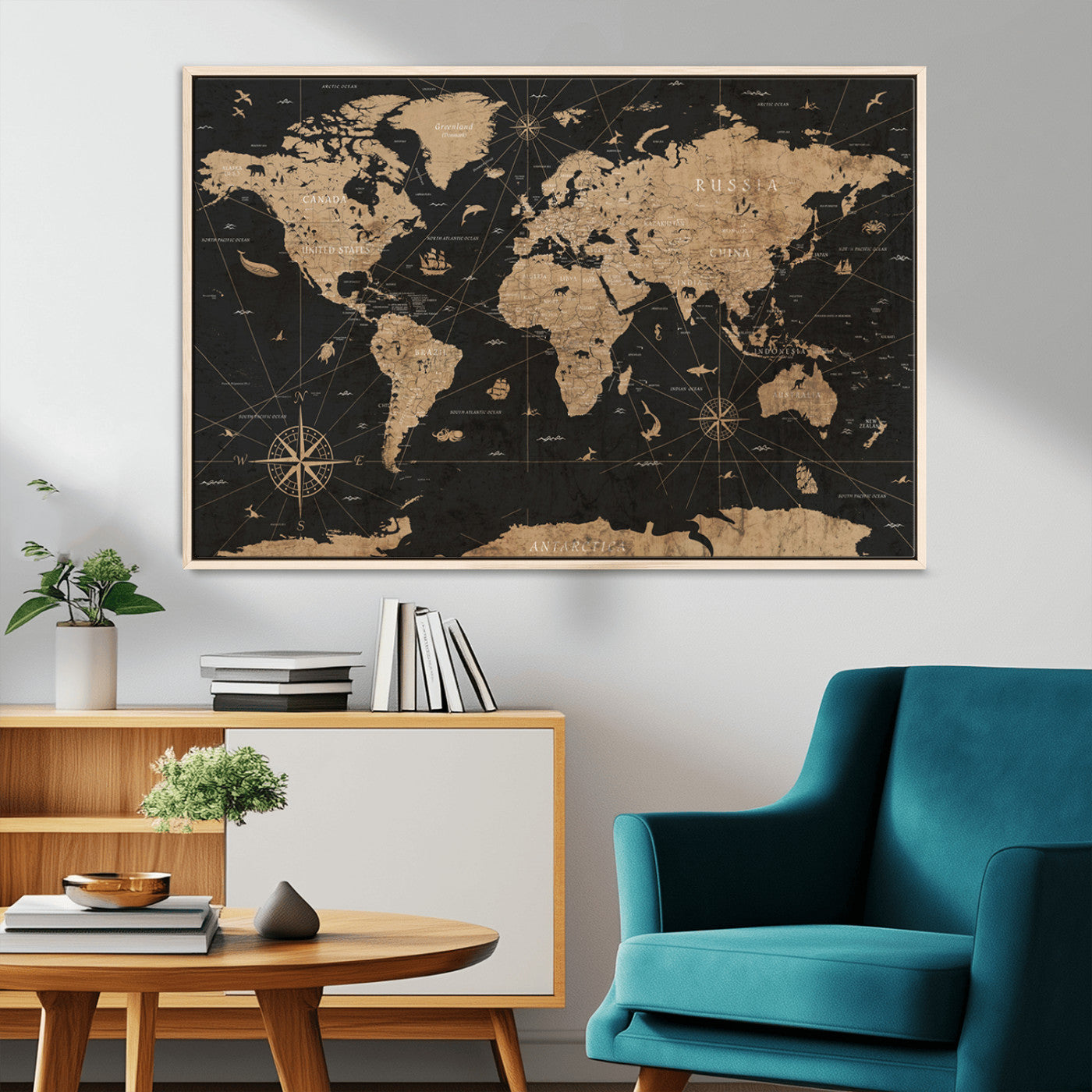 61023-MGV-CV-36X24-World Map Canvas Print – Framed Wall Art for Home Decor