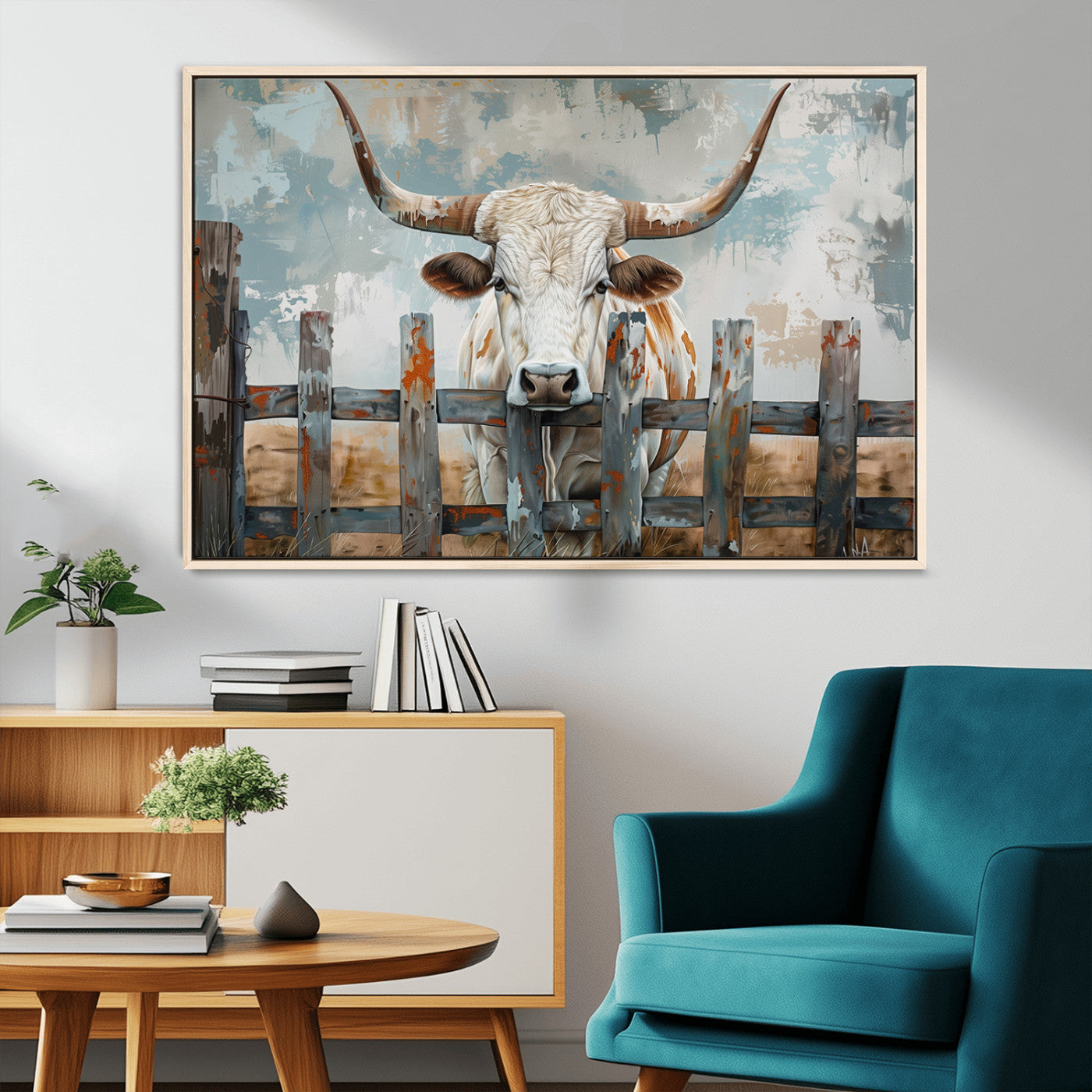 MGV-FC-36X24 - Vintage Cow Wall Art Canvas Print for Farmhouse Wall Decor Theme, Cattle Wall Art Print