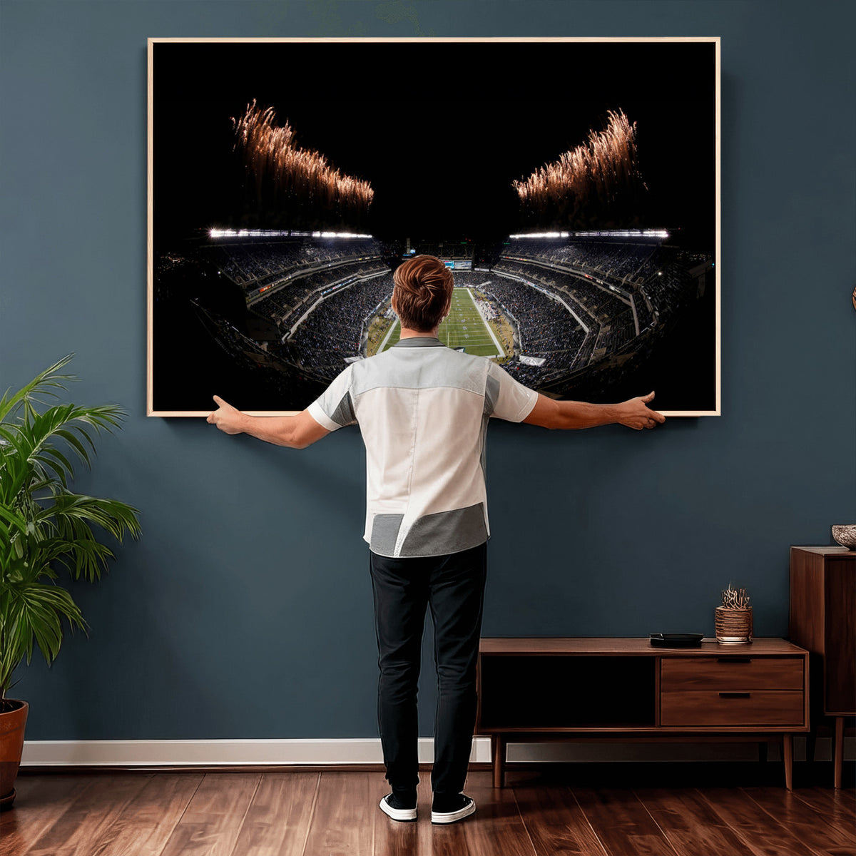 89680-MGV-CV-36X24 - Eagles Field Stadium Wall Art, Philadelphia Eagles Football, Framed and Ready to Hang
