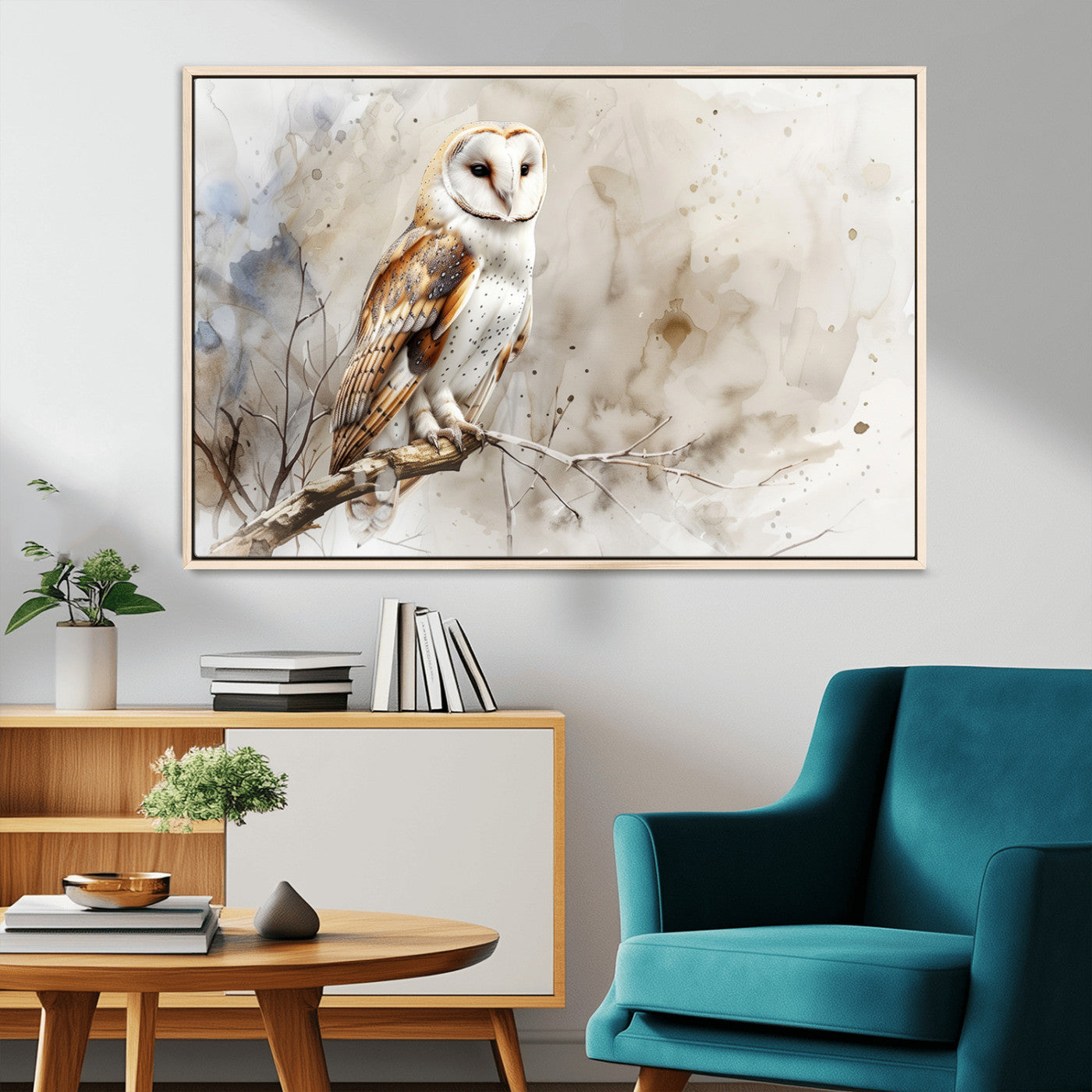 MGV-FC-36X24 - Barn Owl Wall Art | Watercolor Canvas Print | Perfect for Farmhouse Wall Decor | Ready to Hang