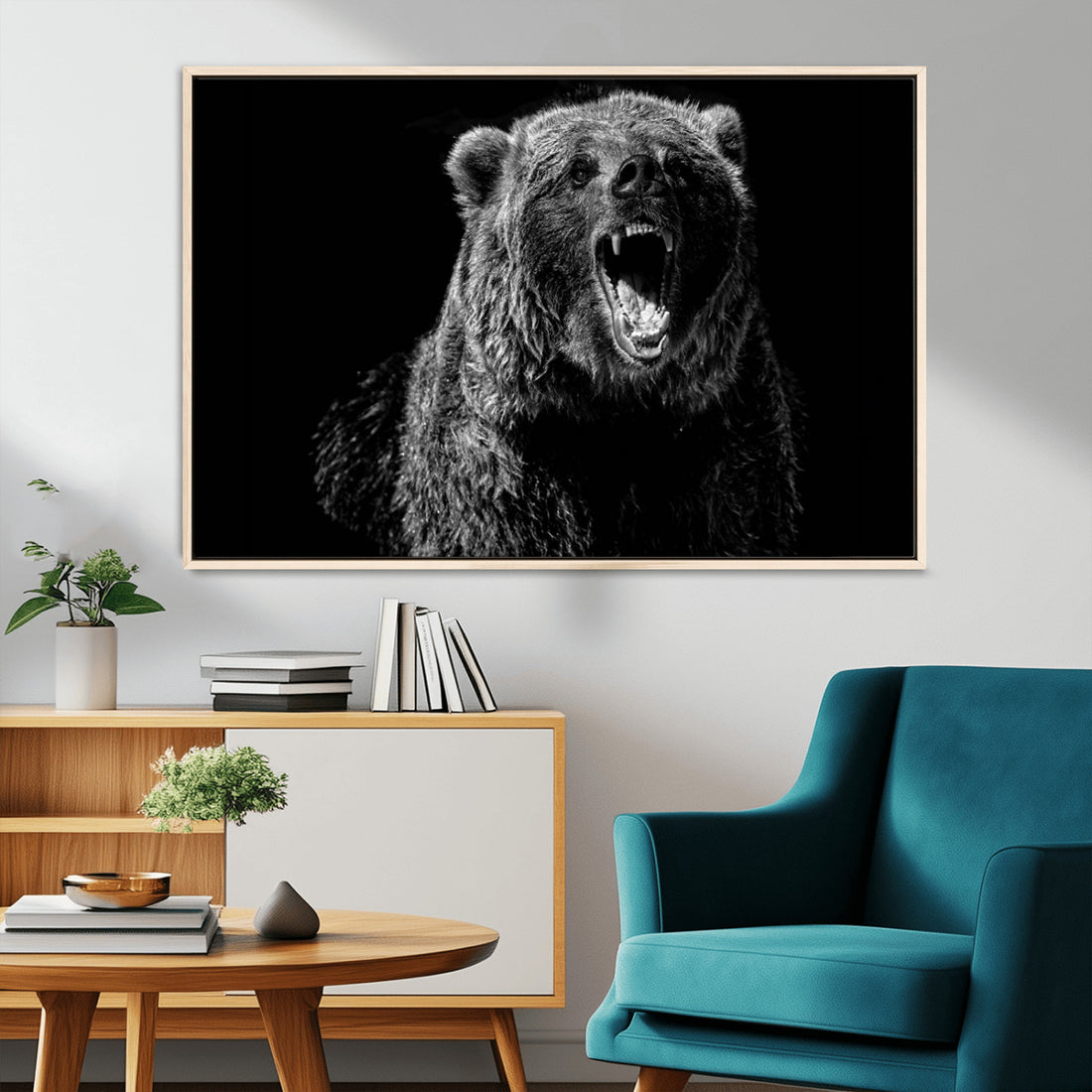 Bear Canvas Print, Wildlife Wall Art for Cabin Decor