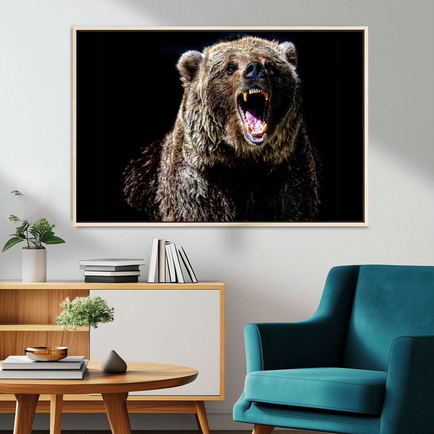 MGV-FC-36X24 - Grizzly Bear Canvas Print | Wildlife Wall Art for Cabin Decor | Ready to Hang Framed