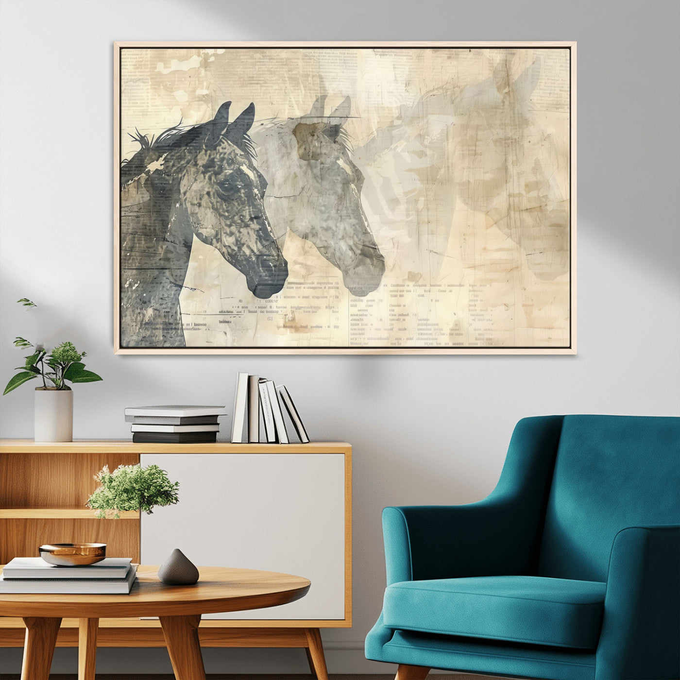 MGV-FC-36X24 - Abstract Horse Canvas Print | Modern Farmhouse Wall Art | Ready to Hang Framed