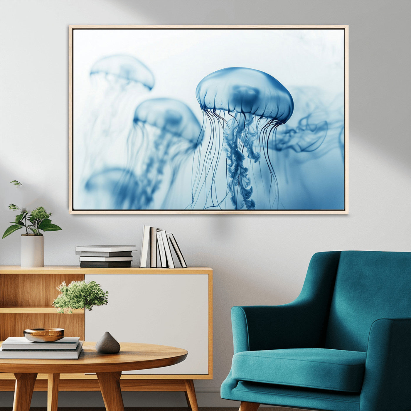 MGV-FC-36X24 - Blue Jellyfish Wall Art Canvas Print