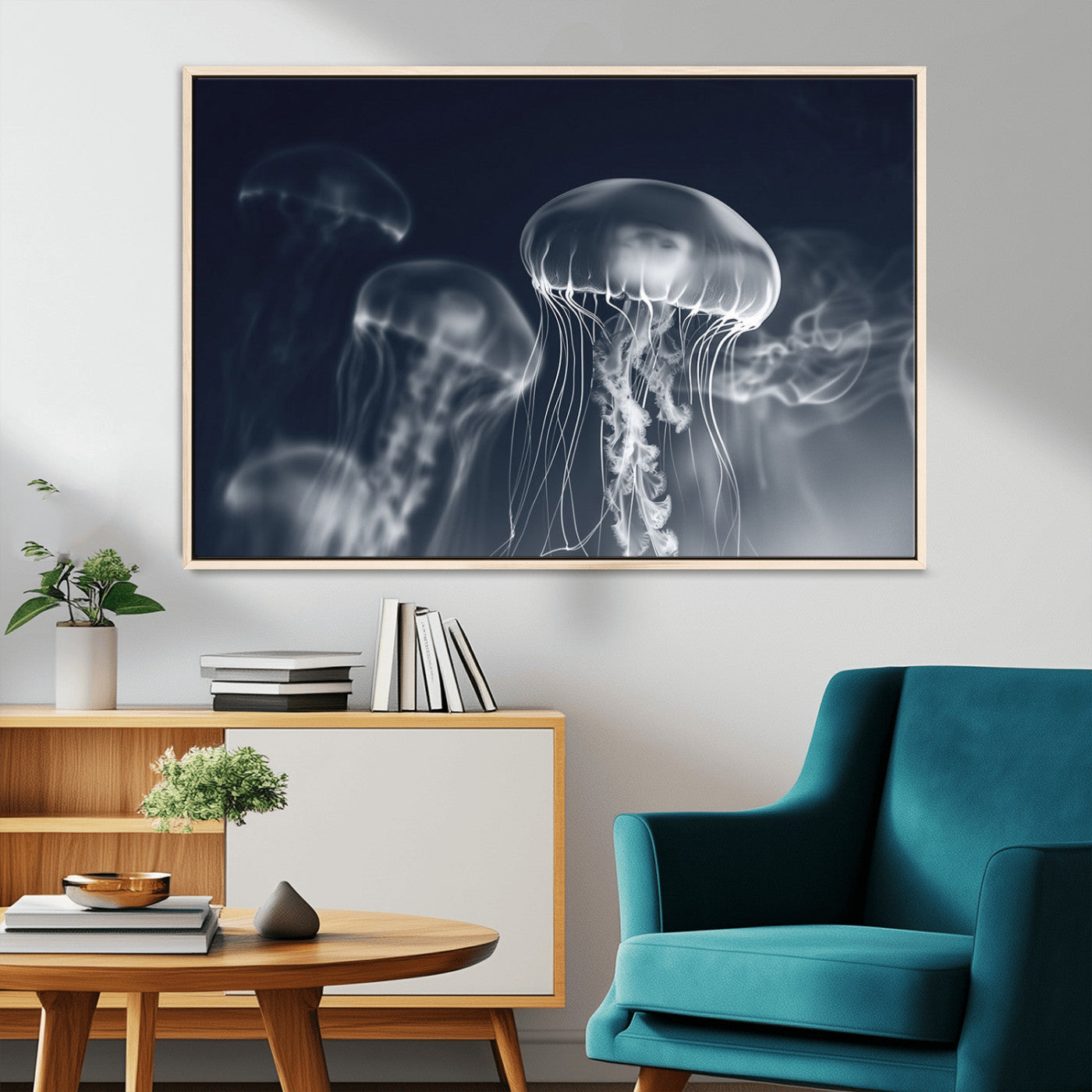 MGV-FC-36X24 - Jellyfish Wall Art Canvas Print, Modern Abstract Jellyfish Wall Decor