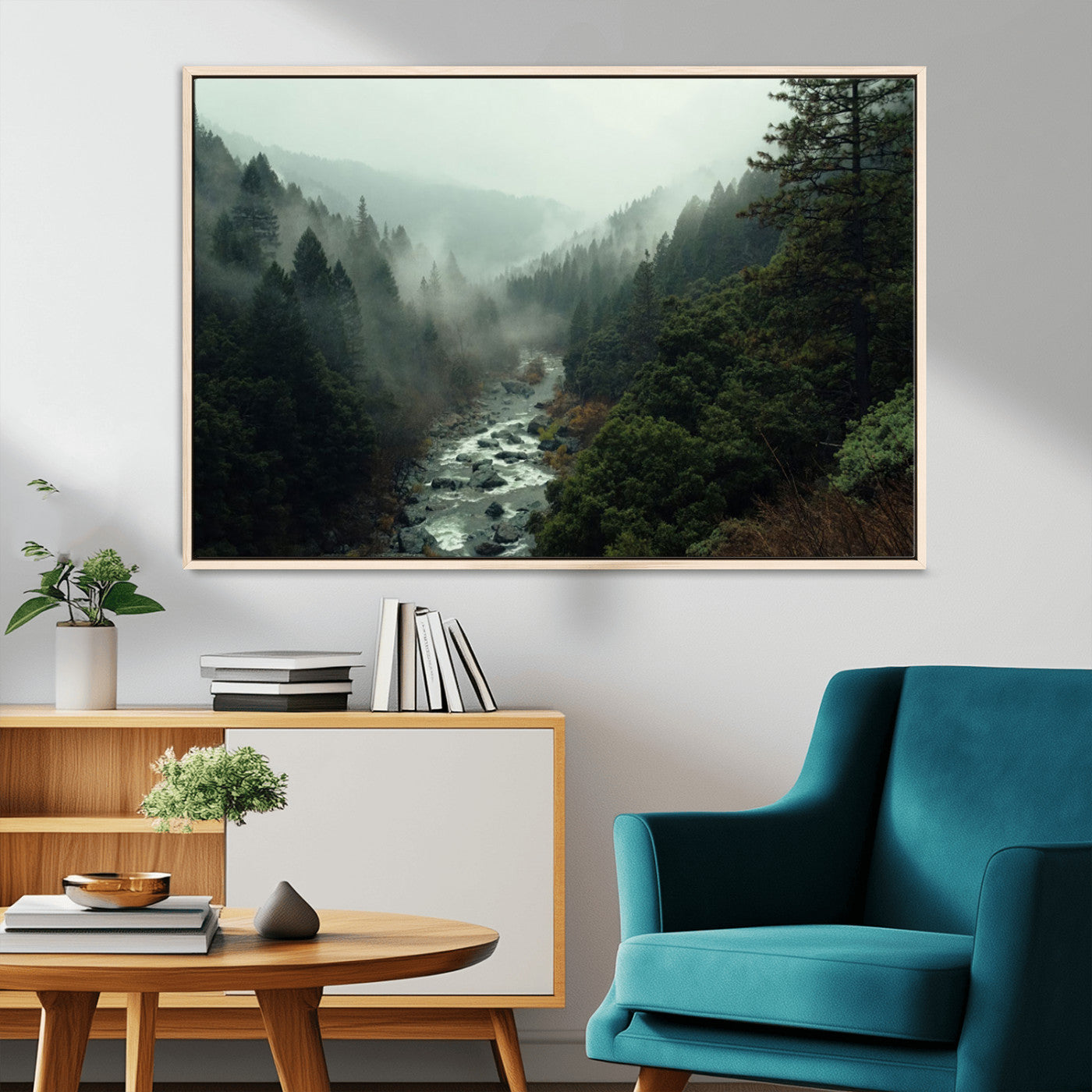 MGV-FC-36X24 - Misty Forest Wall Art | Ready to Hang and Framed | Tranquil Nature Landscape for Living Room or