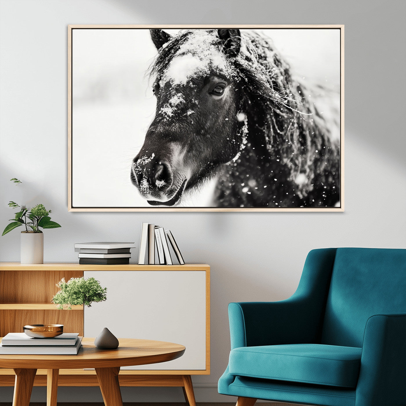 MGV-FC-36X24 - Framed Black and White Horse Wall Art | Ready to Hang and Framed | Farmhouse and Western Wall Decor
