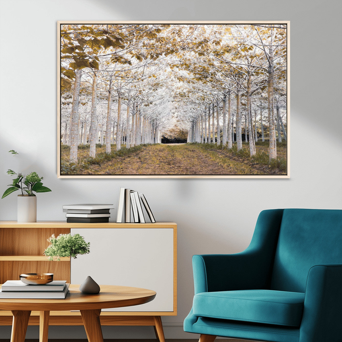 MGV-FC-36X24 - Forest Grove Wall Art | Serene Pathway Canvas Print | Ready to Hang and Framed Nature Wall Decor for