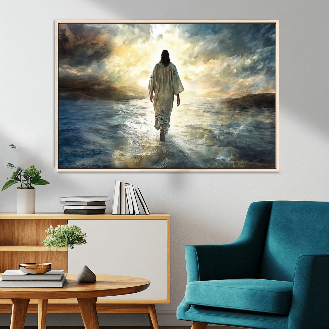 MGV-FC-36X24 - Jesus Walking on Water Wall Art | Canvas Print | Ready to Hang | Christian Home Decor | Spiritual