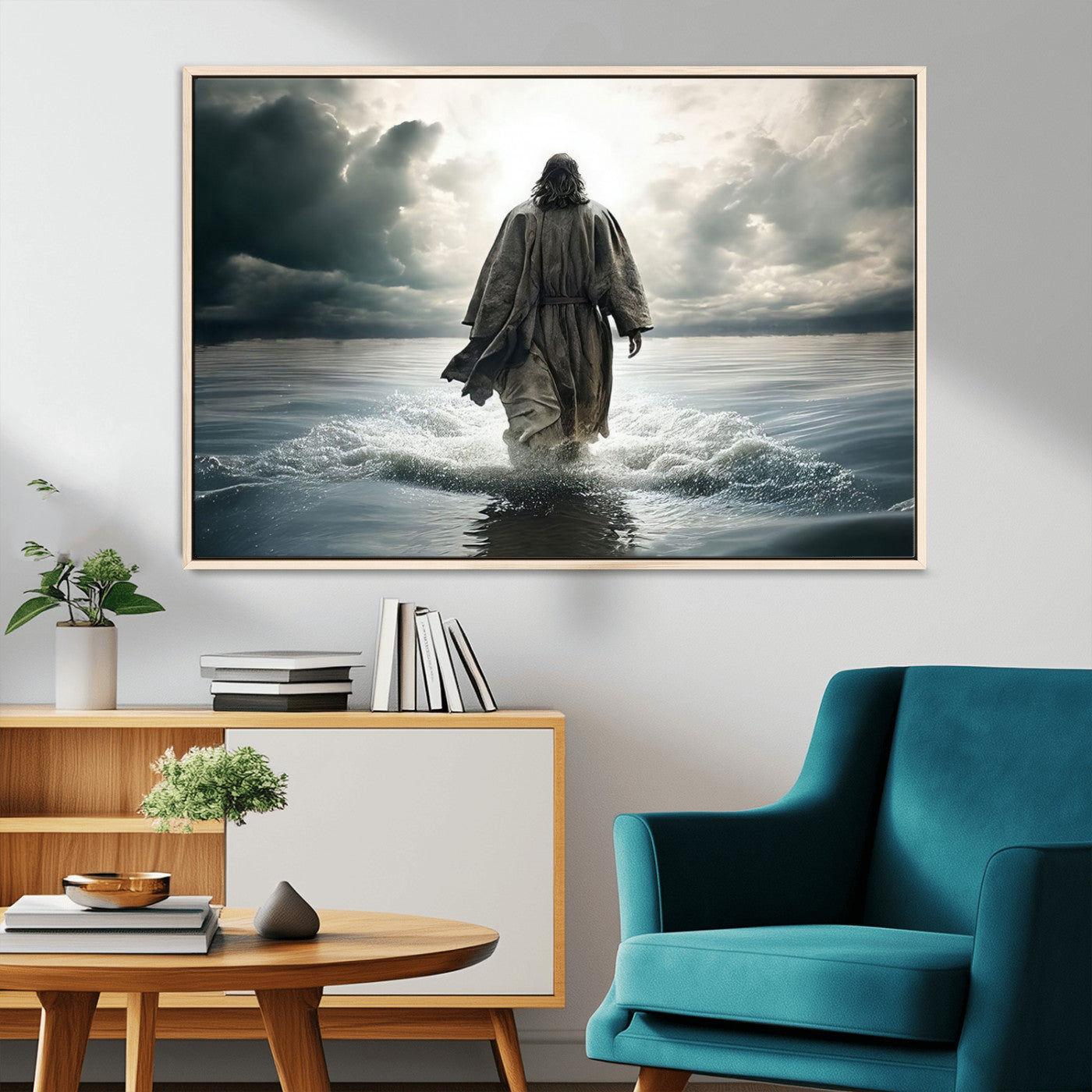 MGV-FC-36X24 - Jesus Walking on Water Wall Art | Canvas Print | Ready to Hang | Christian Home Decor | Spiritual
