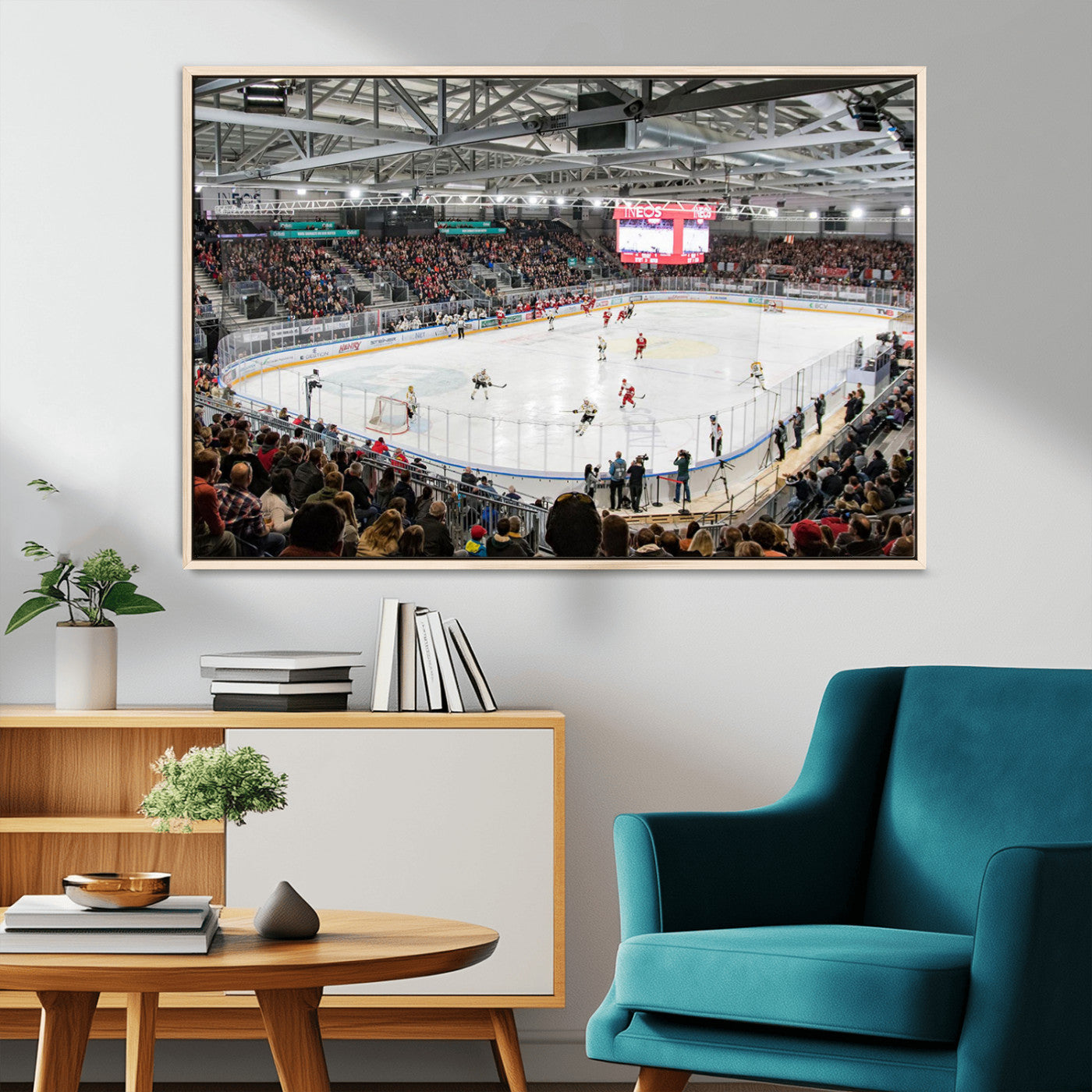 MGV-FC-36X24 - Lausanne Arena Ice Hockey Stadium Wall Art Canvas Print, Framed Lausanne Arena Ice Hockey Canvas