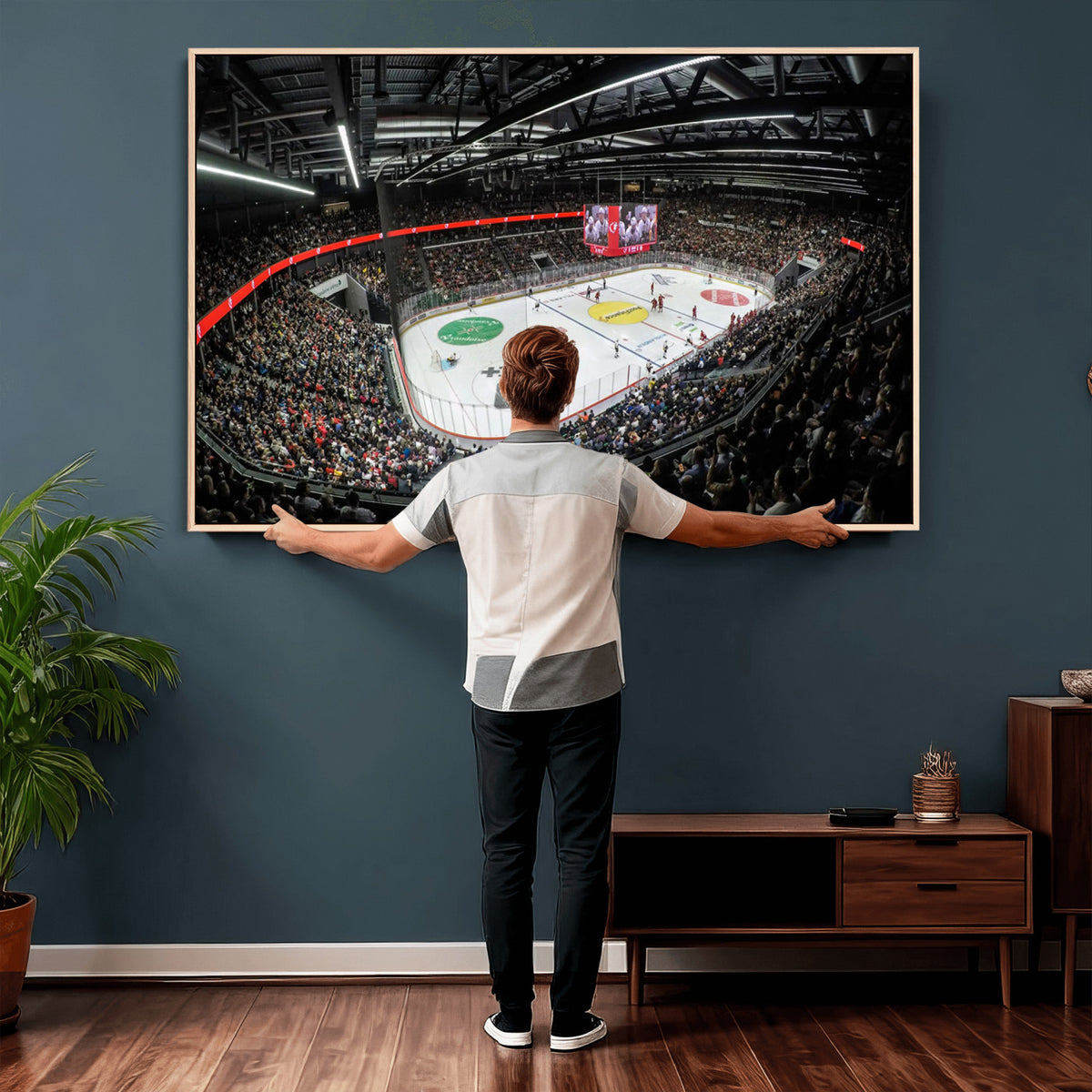 46282-MGV-CV-36X24 - Vaudoise Lausanne Ice Hockey Arena Stadium Wall Art Canvas