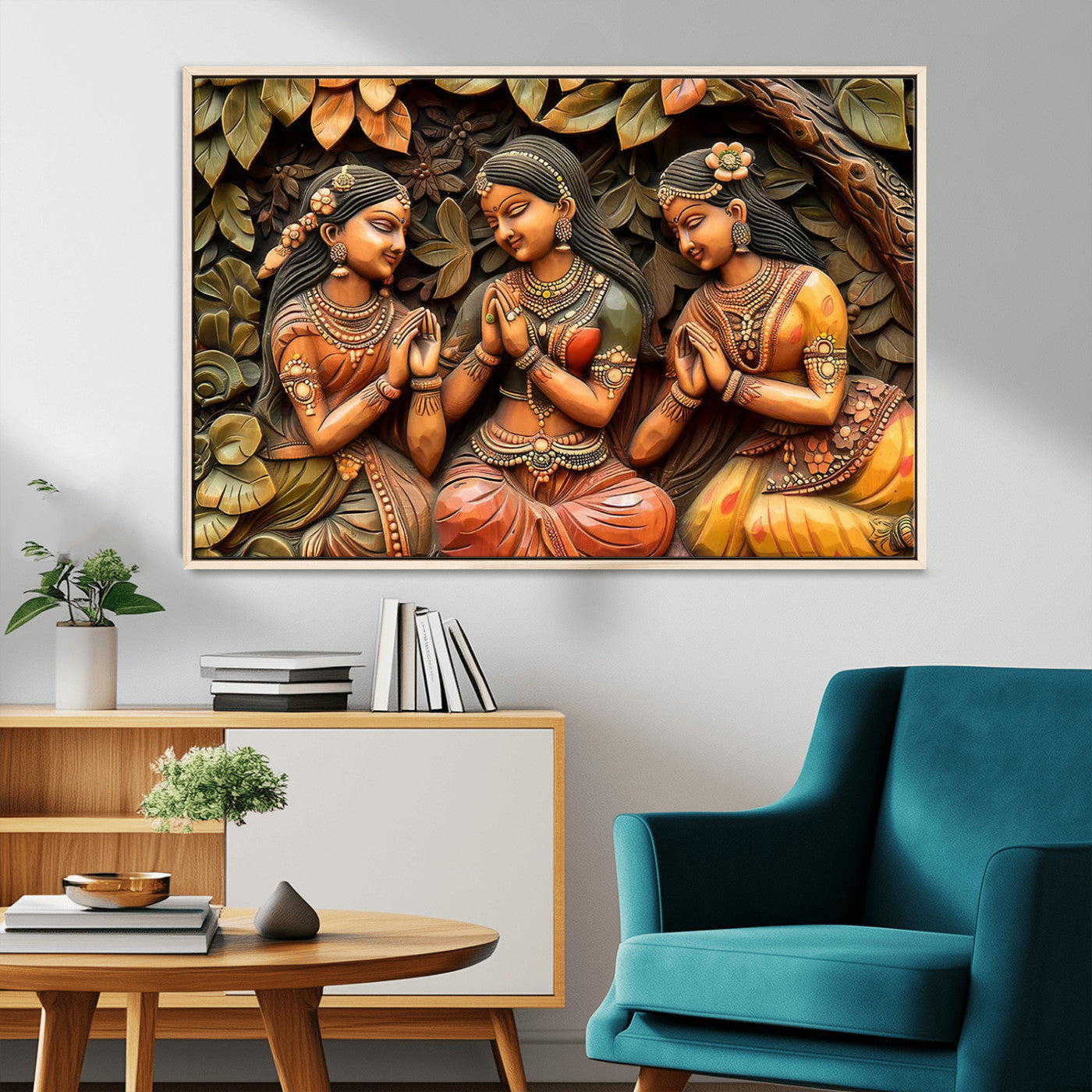 MGV-FC-36X24 - Indian Woman Statue Wall Art Canvas Print