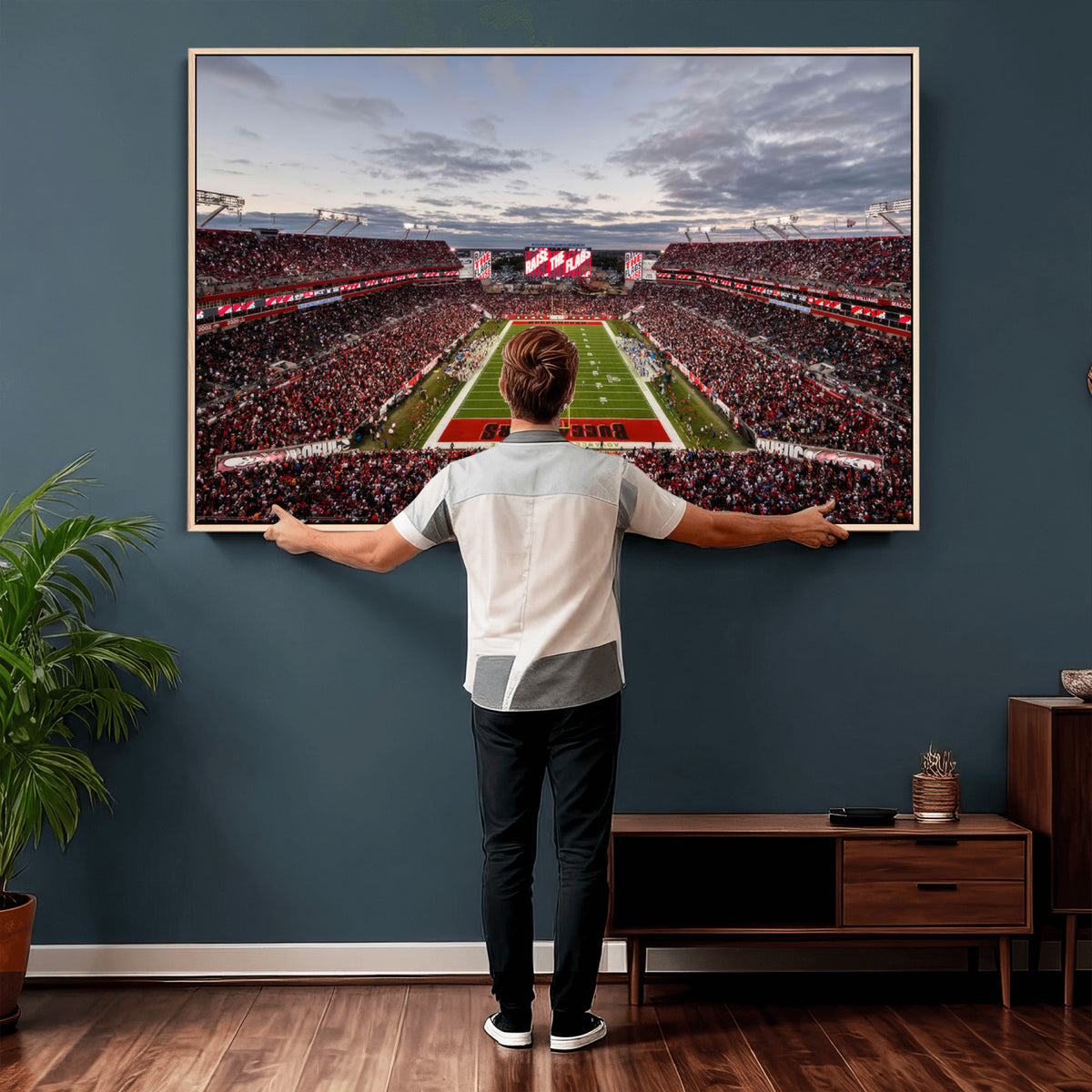35698-MGV-CV-36X24 - Florida Tampa Raymond James Stadium Wall Art Canvas Print - NFL Football Stadium Print Canvas