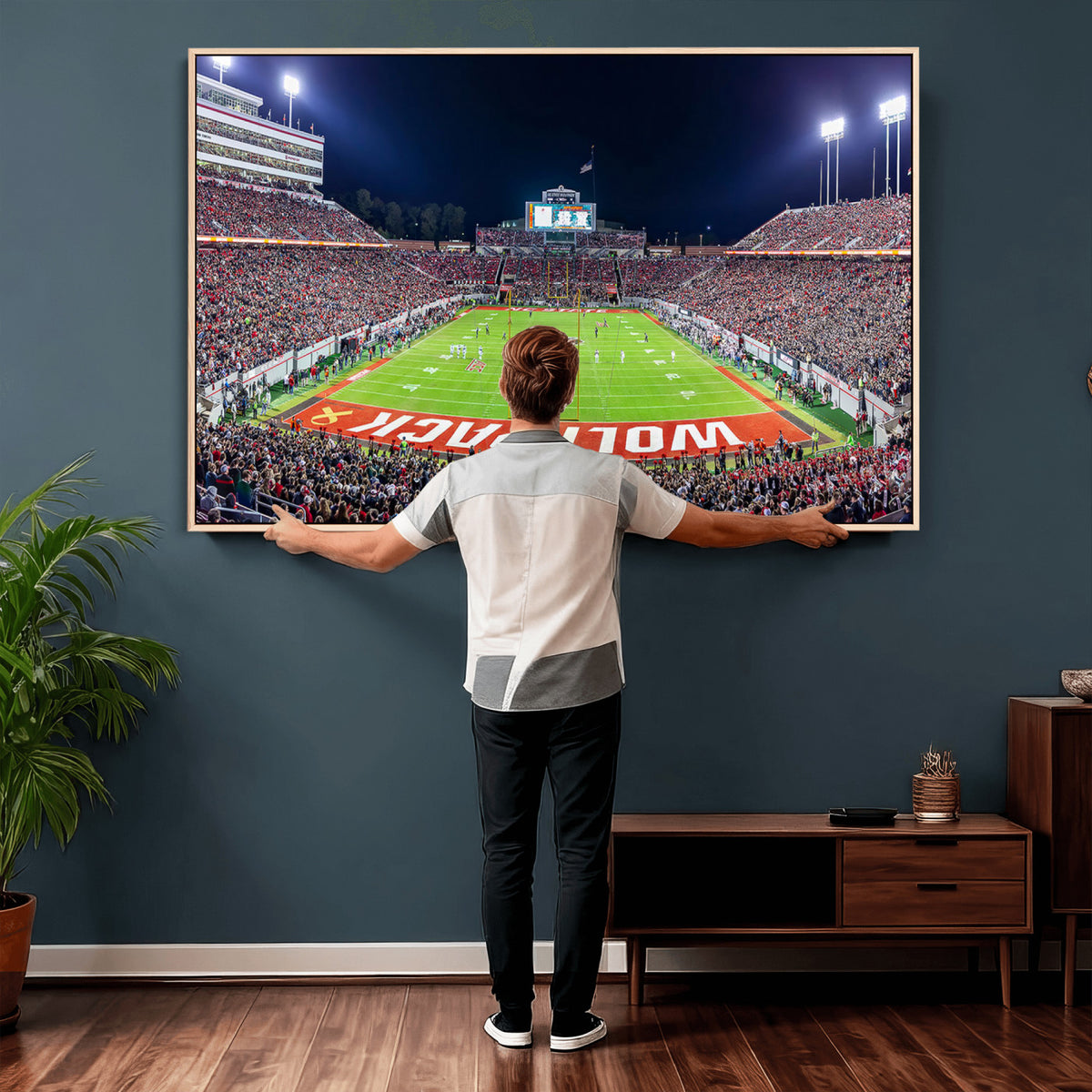 23086-MGV-CV-36X24 - NC State Wolfpack Canvas Print - Raleigh Carter-Finley Stadium Wall Art, Football Team Canvas Print