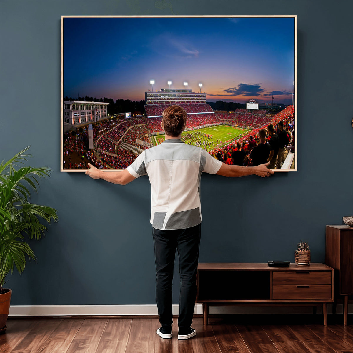 33313-MGV-CV-36X24 - NC State Wolfpack Football Team Print - Raleigh Carter-Finley Stadium Wall Art Canvas Print