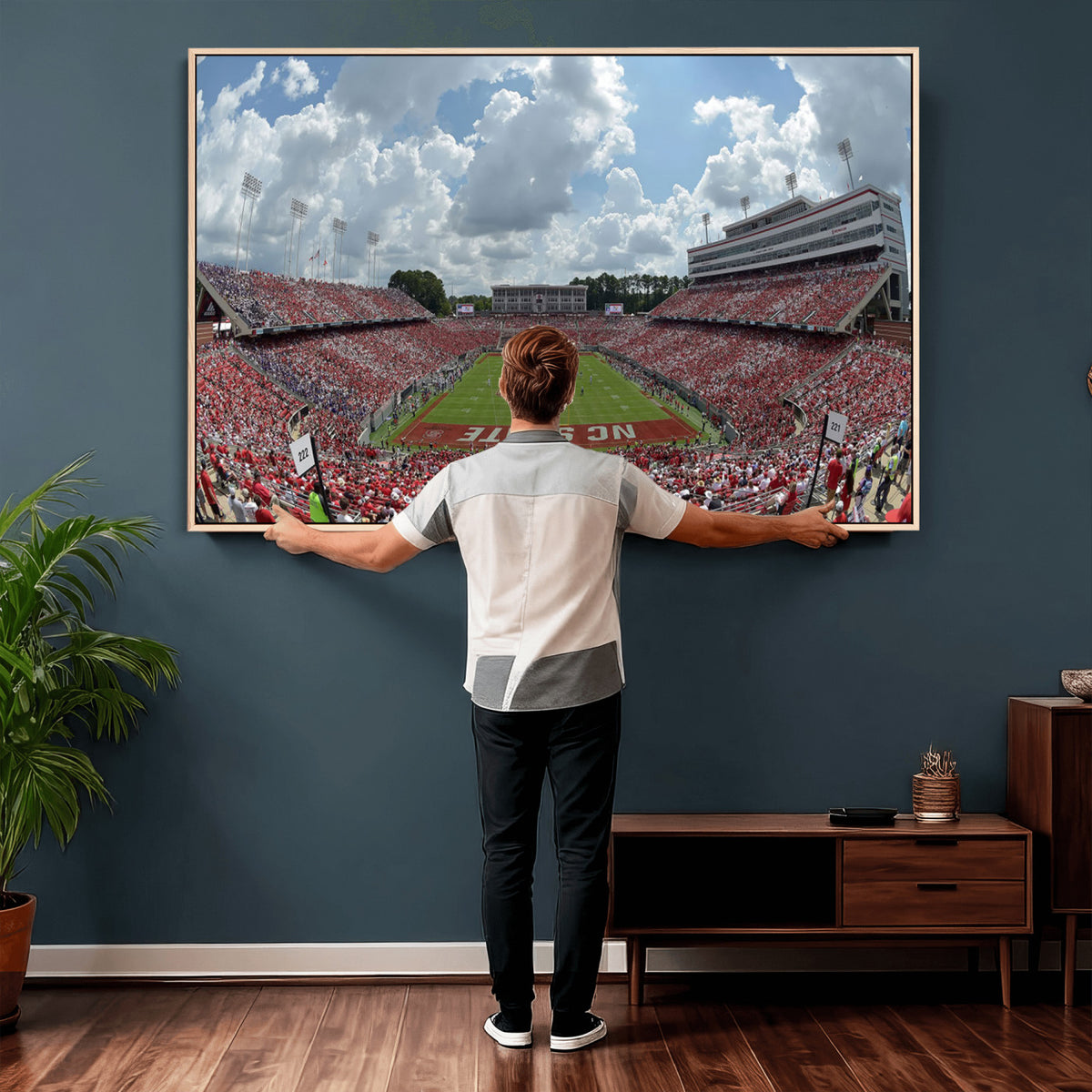 30640-MGV-CV-36X24 - NC State Wolfpack Football Team Print Canvas- Raleigh Carter-Finley Stadium Wall Art Canvas Print