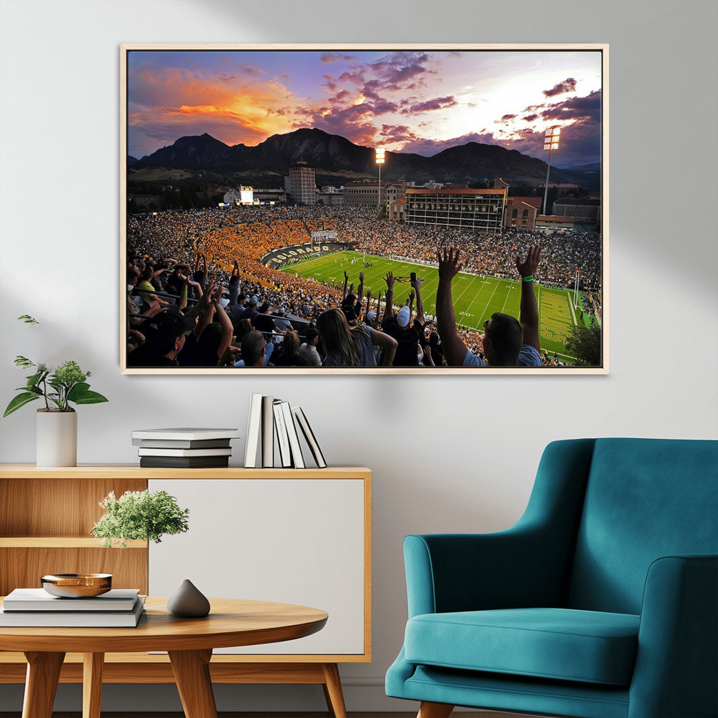 MGV-FC-36X24 - Framed Colorado Buffaloes Football Team Print - Boulder Folsom Field Stadium Wall Art Canvas Print