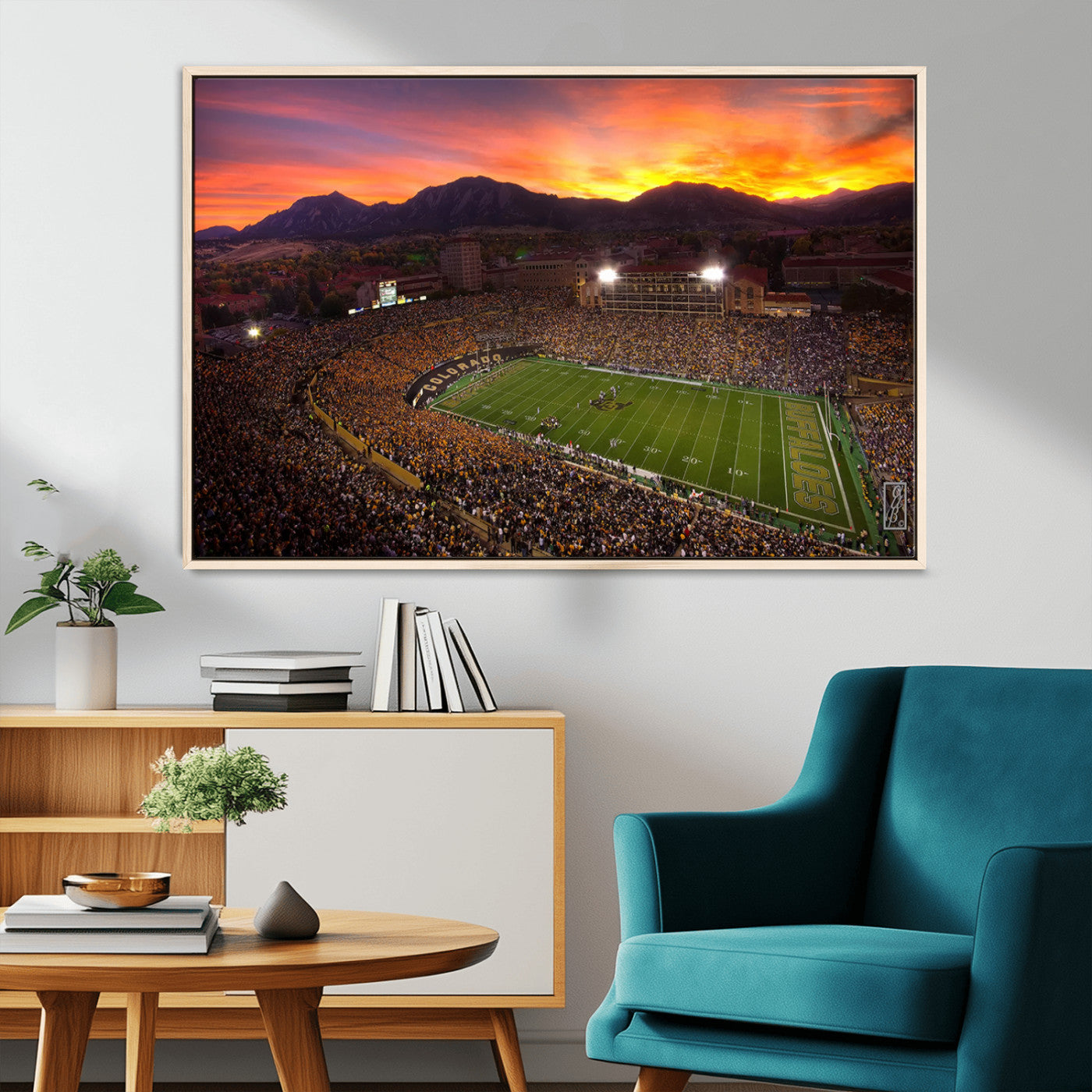 MGV-FC-36X24 - Colorado Buffaloes Football Team Print - Boulder Folsom Field Stadium Wall Art Canvas Print