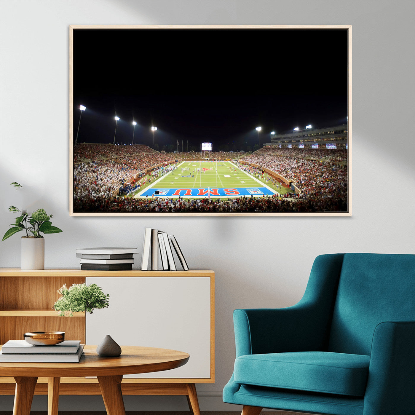 MGV-FC-36X24 - SMU Mustangs Football Team Print - Dallas Gerald J. Ford Stadium Wall Art Canvas Print