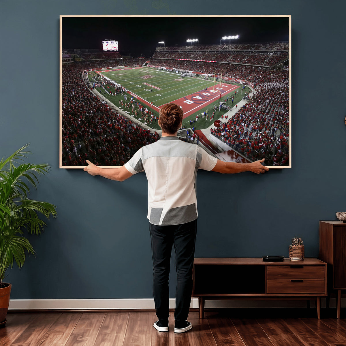 94207-MGV-CV-36X24 - Houston Cougars Football Team Print - Houston TDECU Stadium Wall Art Canvas Print