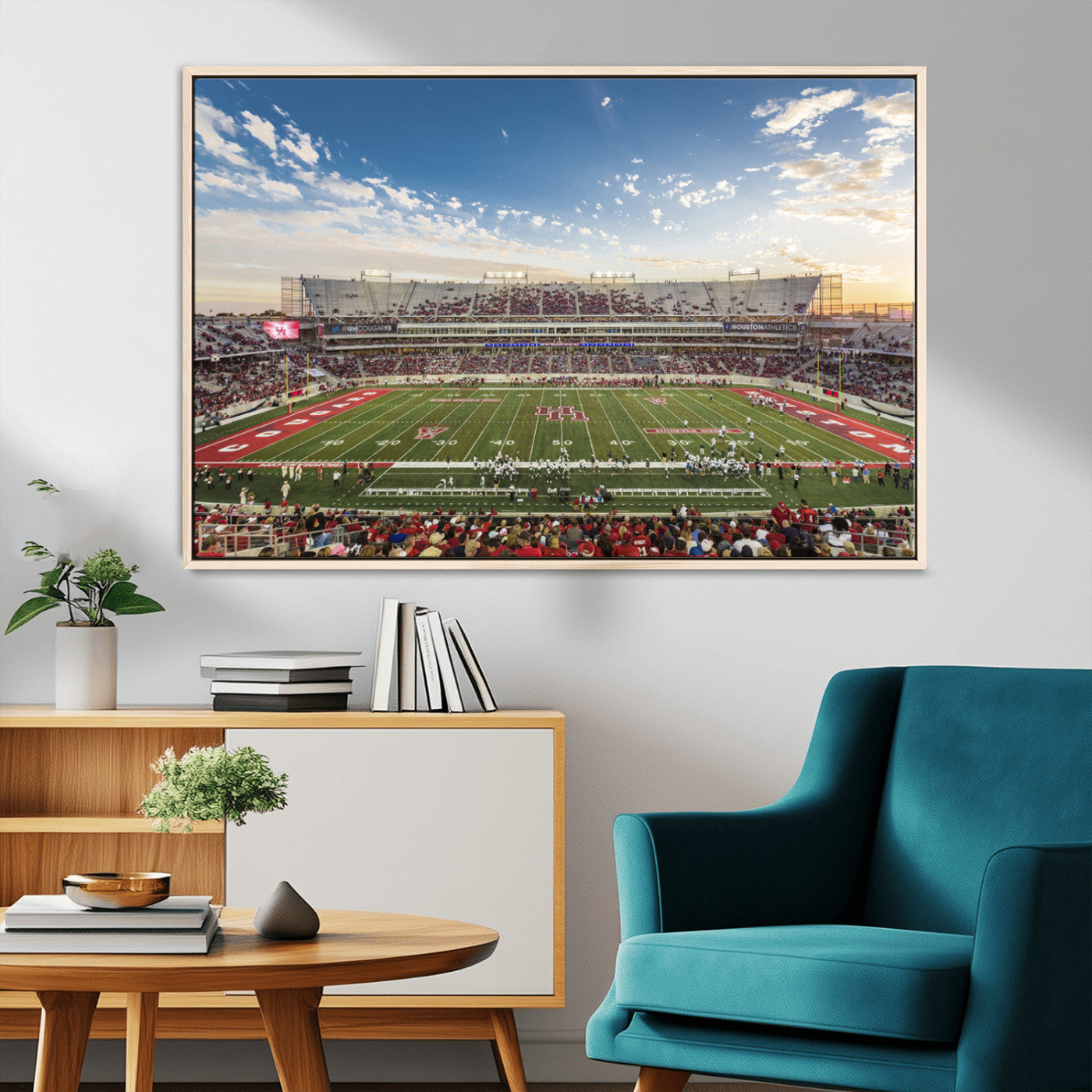 MGV-FC-36X24 - Framed Houston Cougars Football Team Print - Houston TDECU Stadium Wall Art Canvas Print