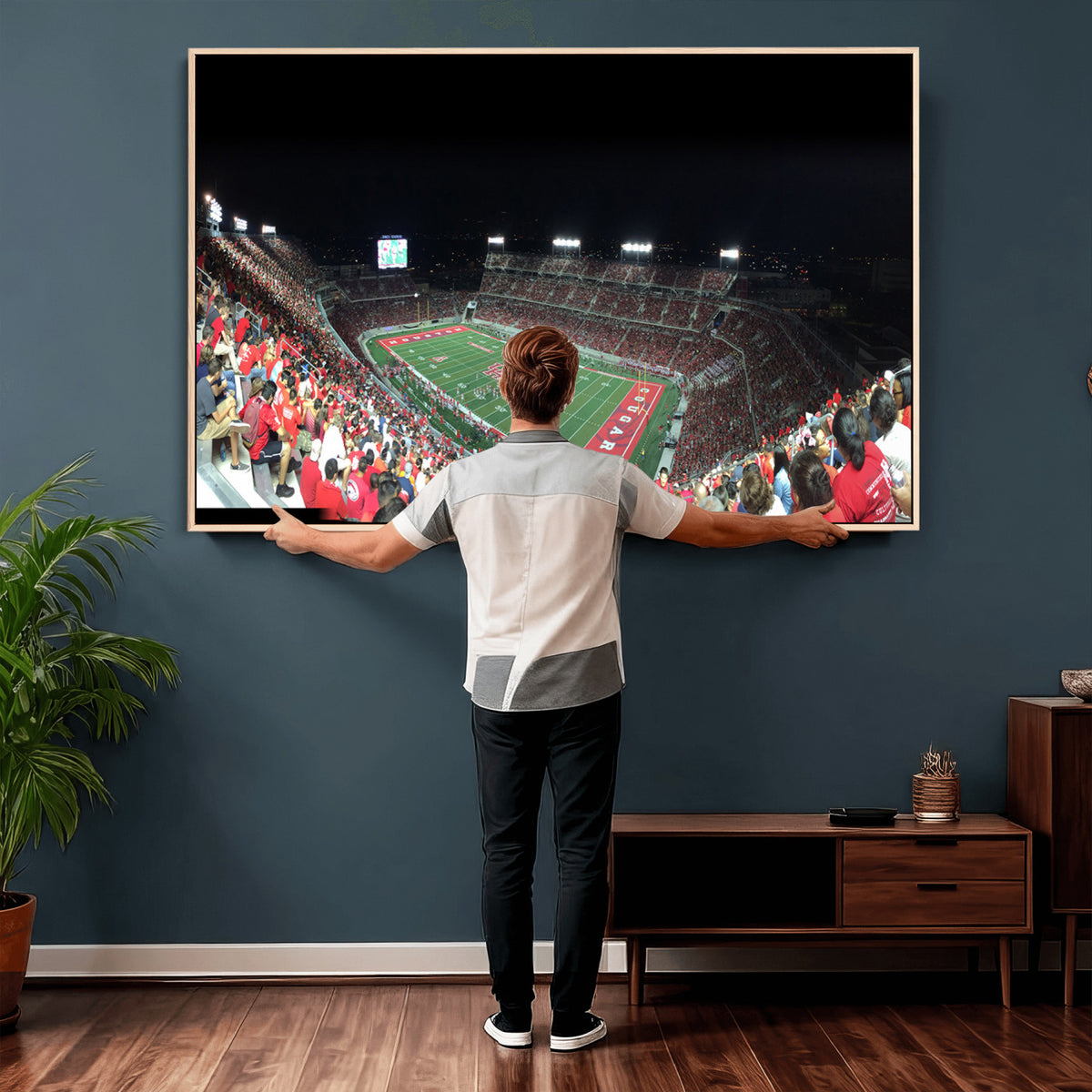 67036-MGV-CV-36X24 - Houston Cougars Football Team Print - Houston TDECU Stadium Wall Art Canvas Print