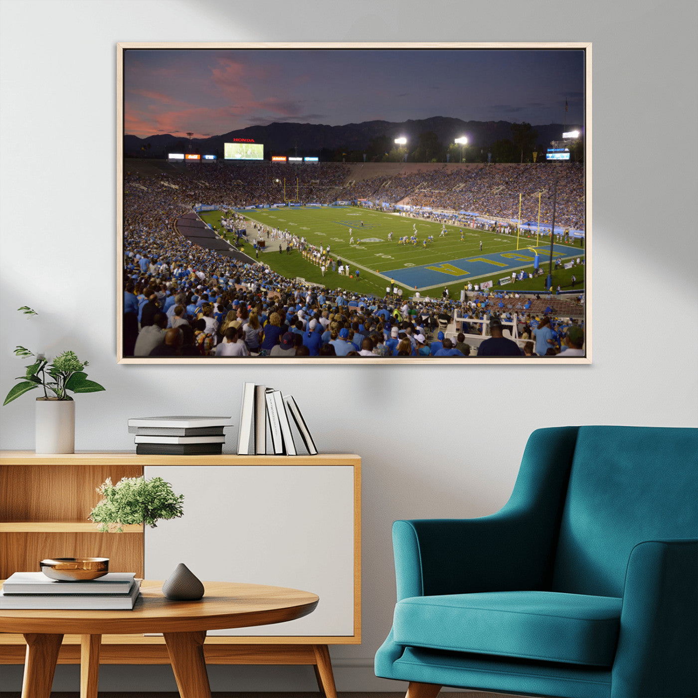 MGV-FC-36X24 - UCLA Bruins Football Team Print - Pasadena Rose Bowl Stadium Wall Art Canvas Print