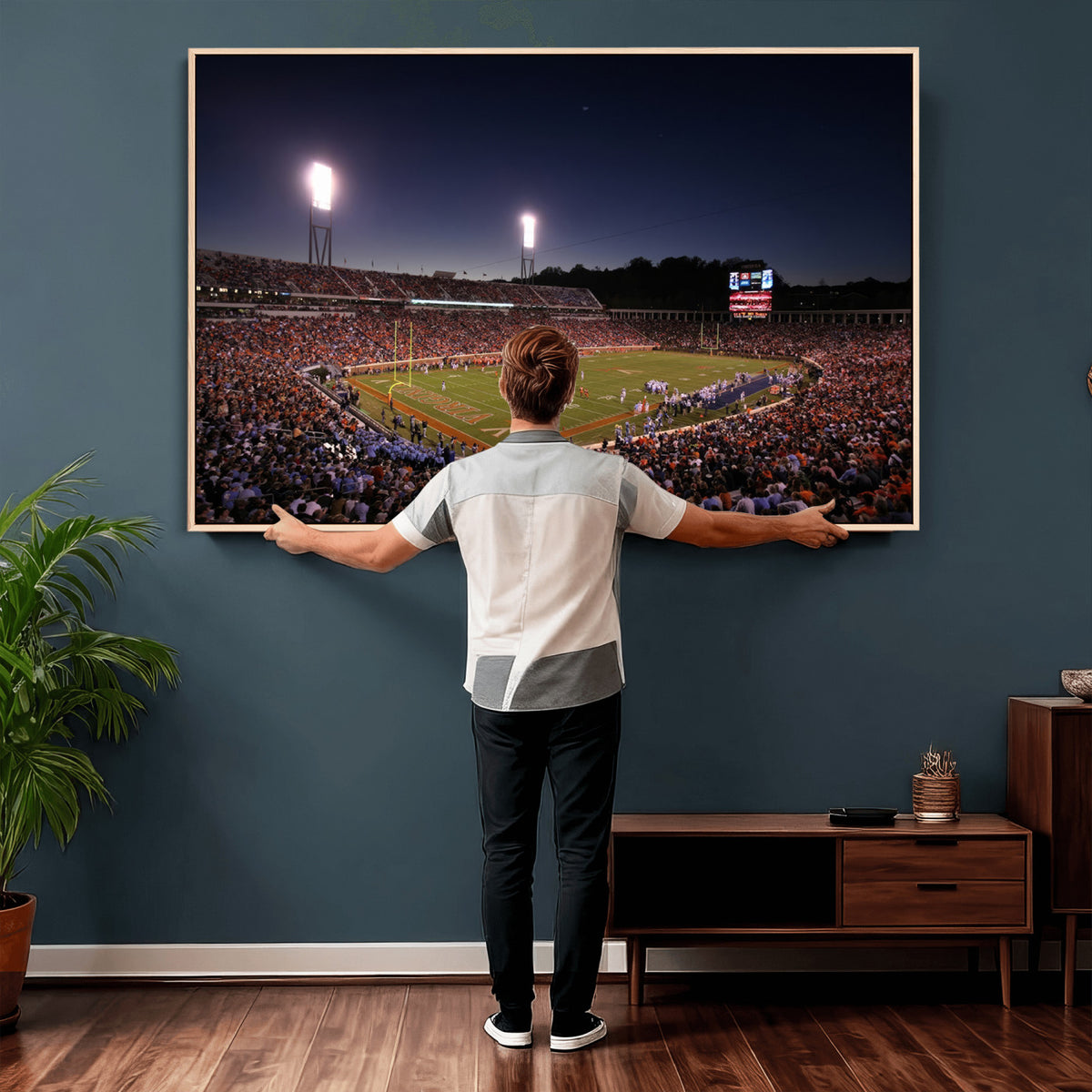 69378-MGV-CV-36X24 - Virginia Cavaliers Football Team Print - Charlottesville Scott Stadium Canvas Print Wall Art