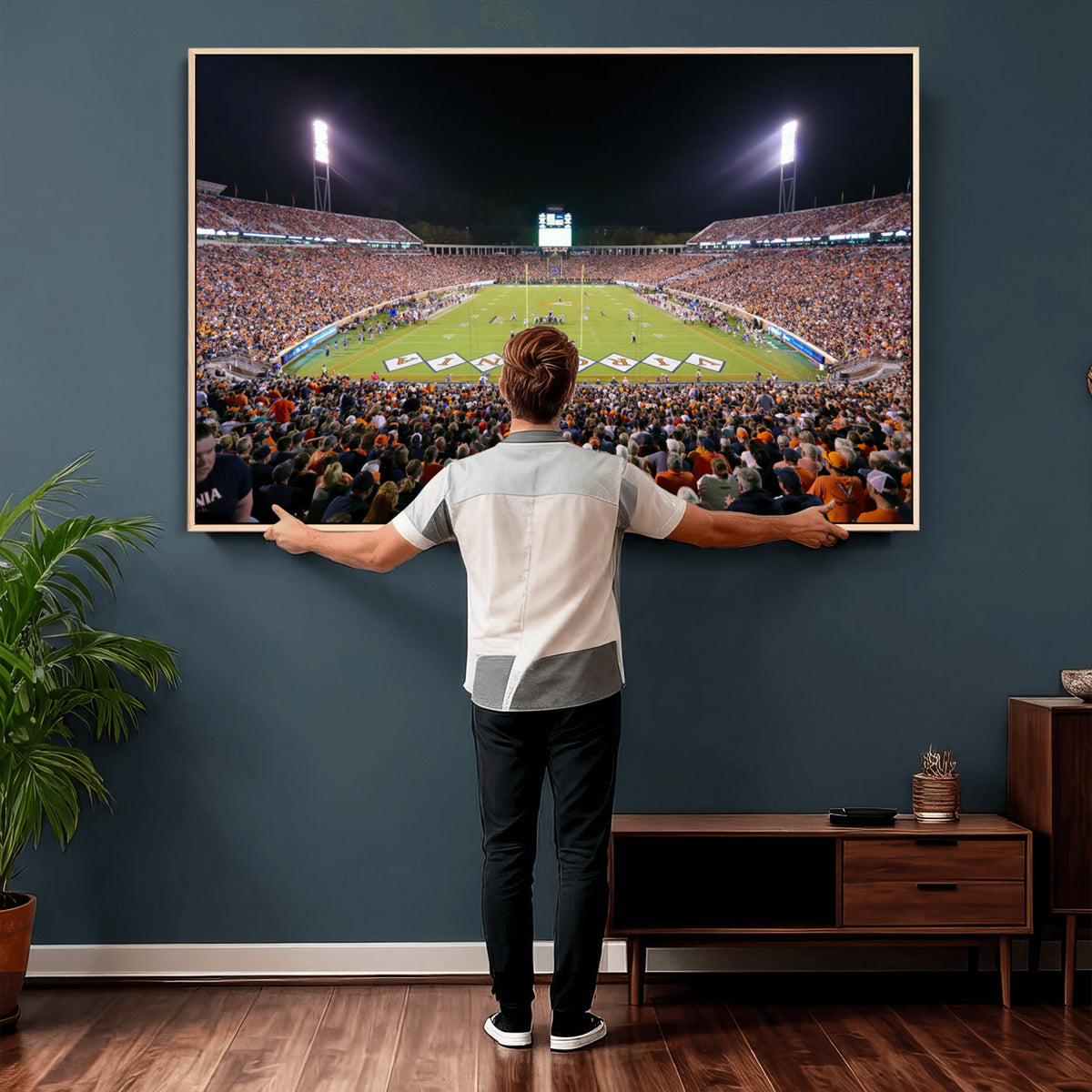 98441-MGV-CV-36X24 - Virginia Cavaliers Football Team Print - Charlottesville Scott Stadium Wall Art Canvas Print