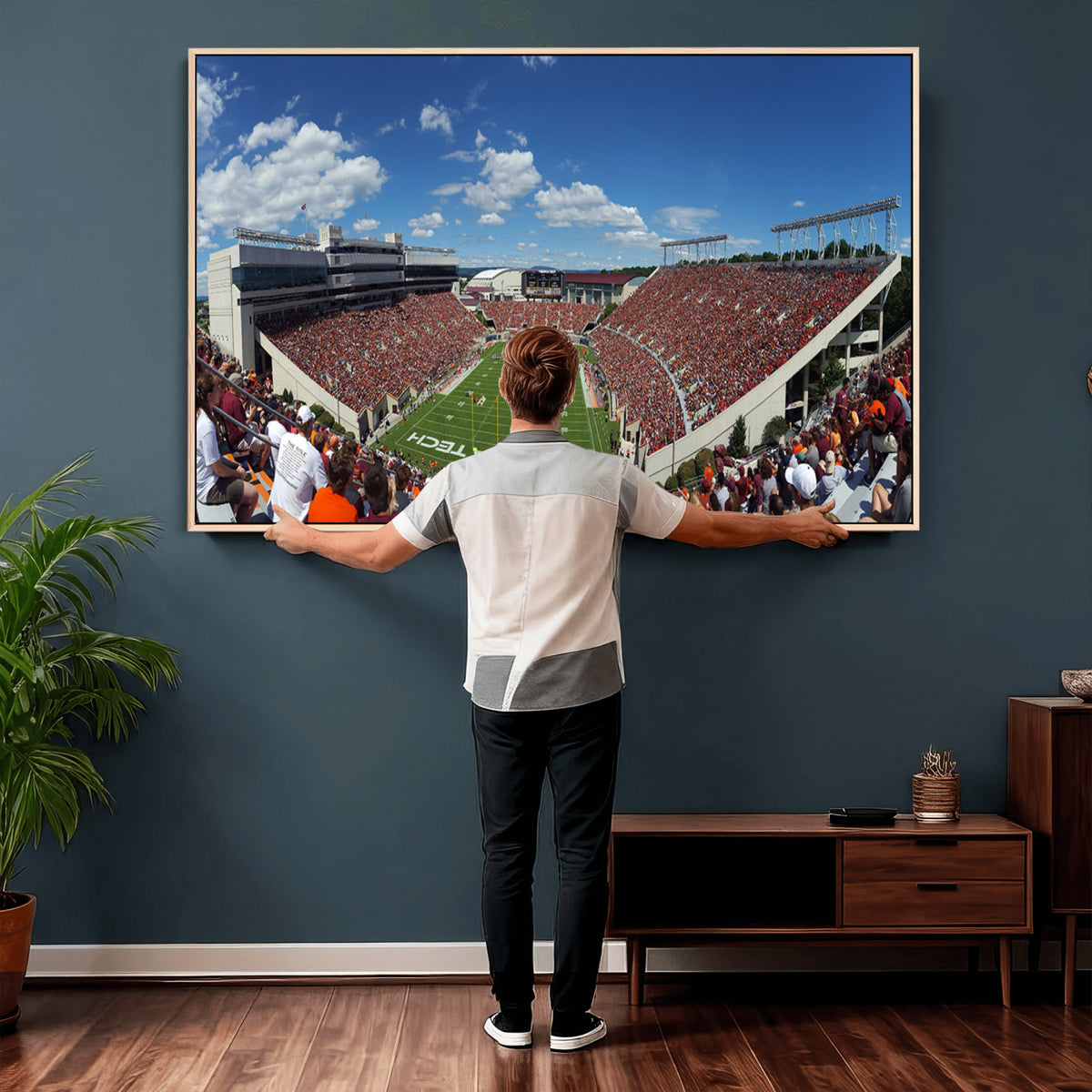 87769-MGV-CV-36X24 - Virginia Tech Hokies Football Team Print - Blacksburg Lane Stadium Wall Art Canvas Print
