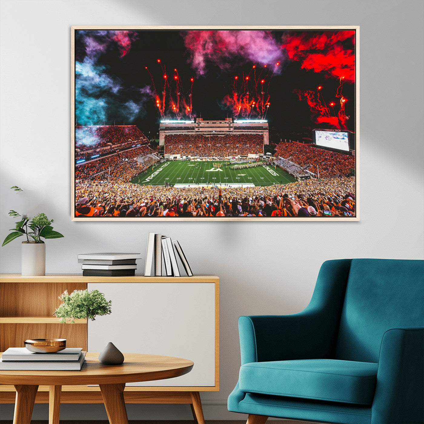 MGV-FC-36X24 - Virginia Tech Hokies Football Team Print - Blacksburg Lane Stadium Wall Art Canvas Print