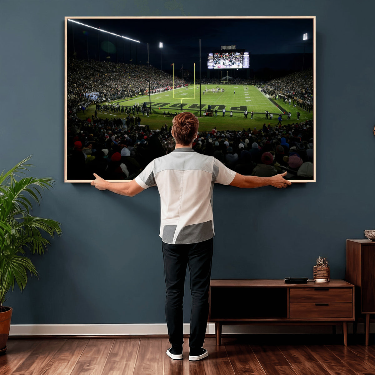 60140-MGV-CV-36X24 - Purdue Boilermakers Football Team Print - West Lafayette Ross–Ade Stadium Wall Art Canvas Print