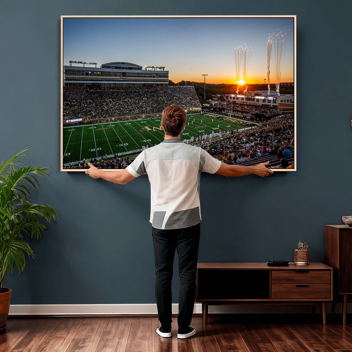 29253-MGV-CV-36X24 - Demon Deacons Football Team Print Canvas- Winston-Salem Allegacy Federal Credit Union Stadium Wall