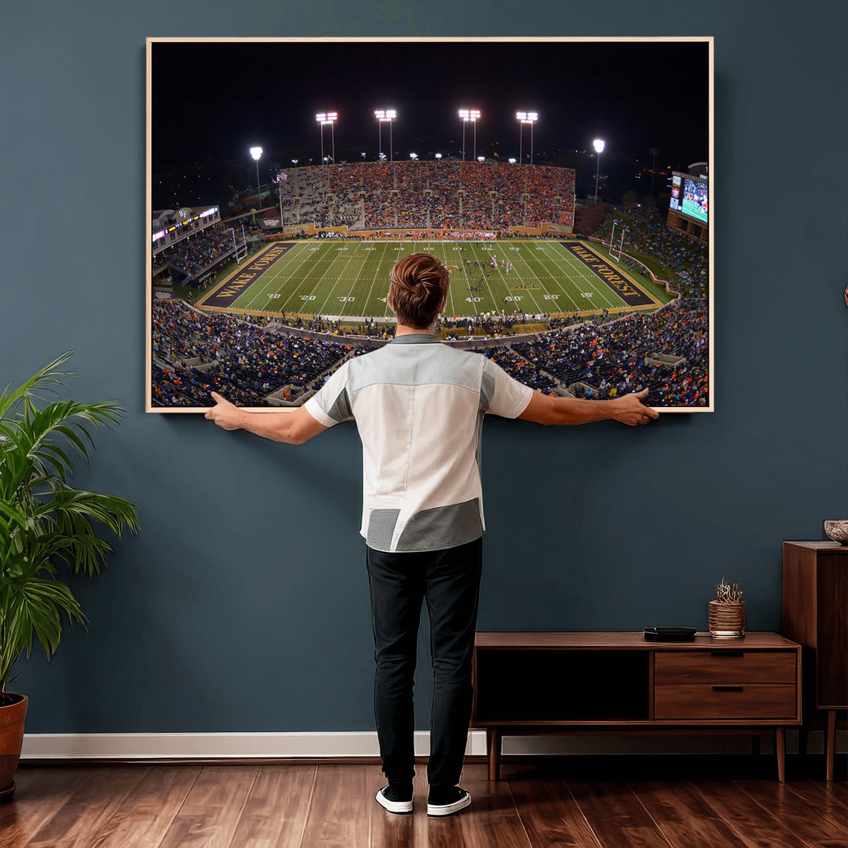 26033-MGV-CV-36X24 - Demon Deacons Print Canvas, Football Team Print