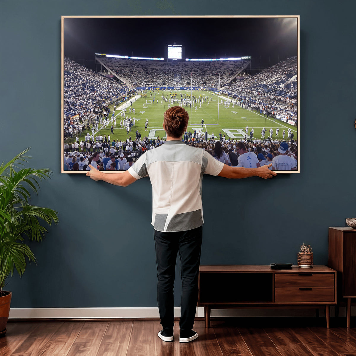 65036-MGV-CV-36X24 - Brigham Young University Cougars Football Print Canvas - Provo LaVell Edwards Stadium Wall Art