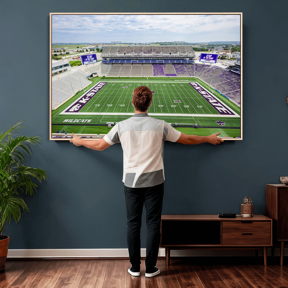 29452-MGV-CV-36X24 - KState Wildcats Football Team Print - Manhattan Bill Snyder Family Football Stadium Wall Art Canvas