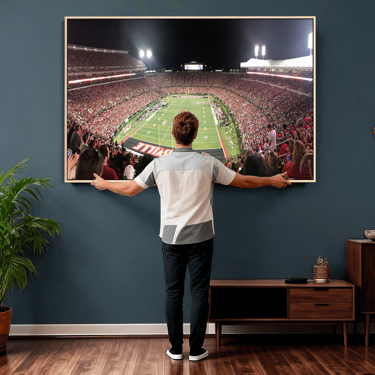 52267-MGV-CV-36X24 - University of Louisville Cardinals Football Team Print - Louisville Cardinal Stadium Wall Art Canvas
