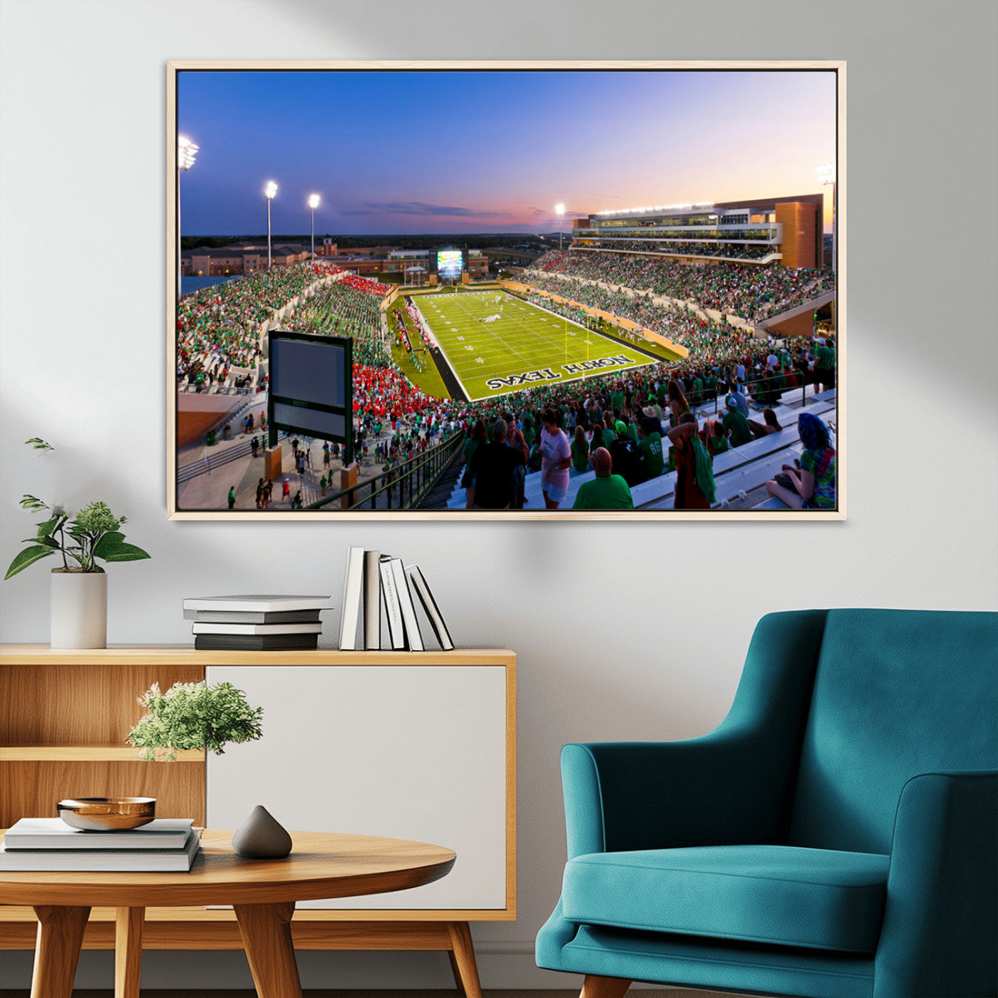 MGV-FC-36X24 - University of North Texas Mean Green Football Team Print - Denton DATCU Stadium Wall Art Canvas