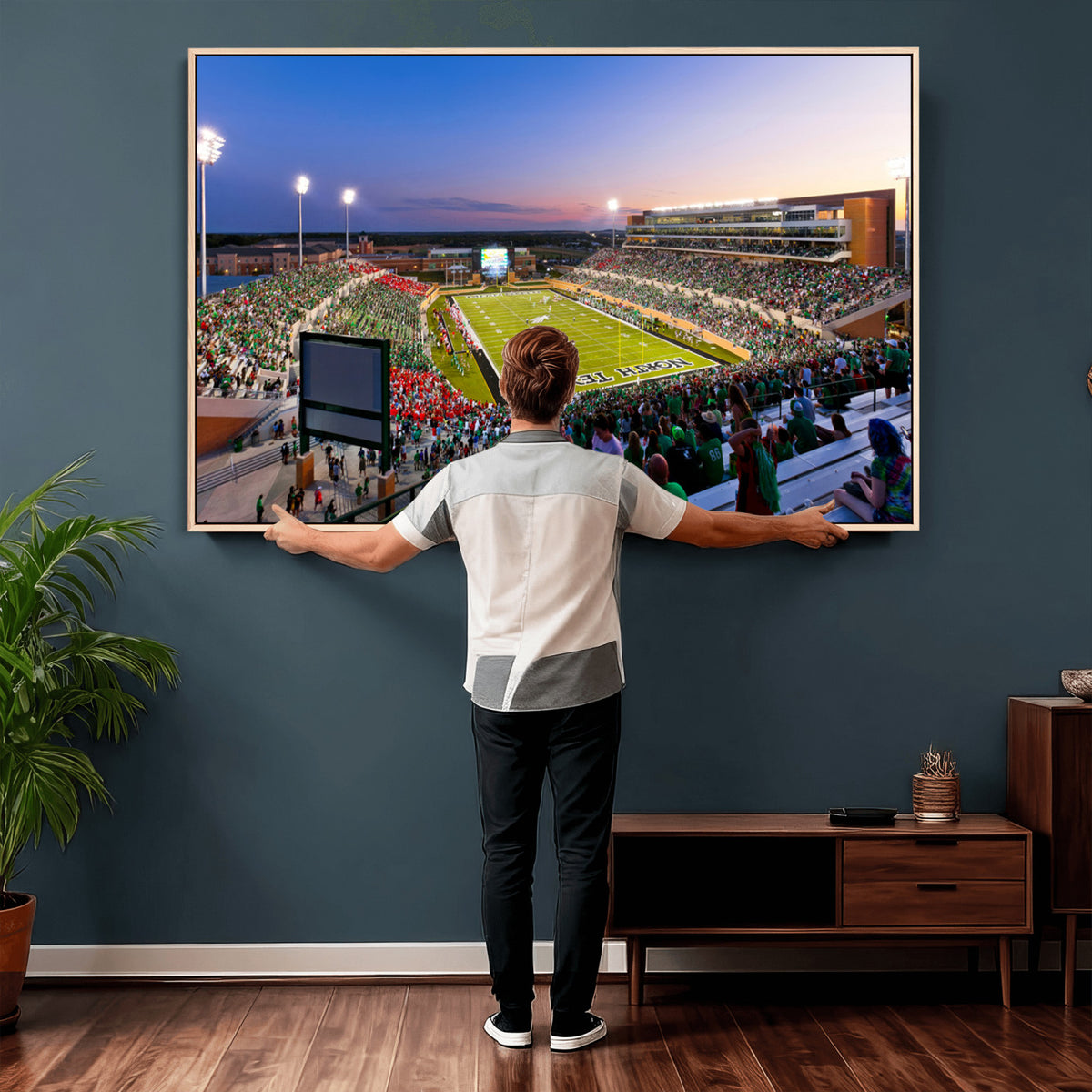 81582-MGV-CV-36X24 - University of North Texas Mean Green Football Team Print - Denton DATCU Stadium Wall Art Canvas